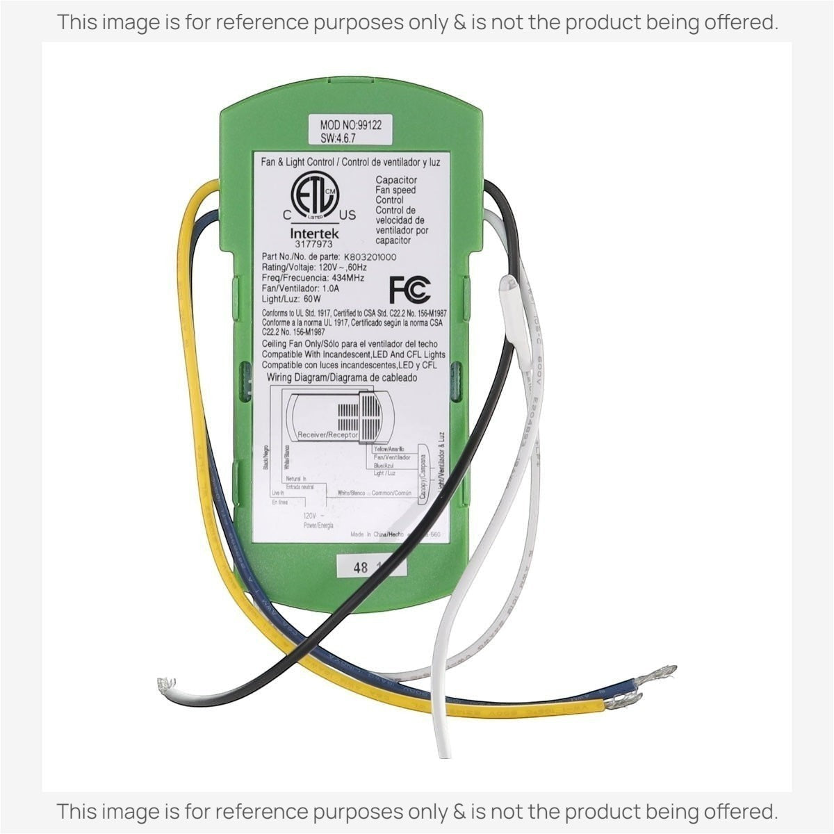 Anderic Substitute Kit for Hunter 99122 Ceiling Fan Receiver - 99122-Receiver [63T-AC83T-KIT]
