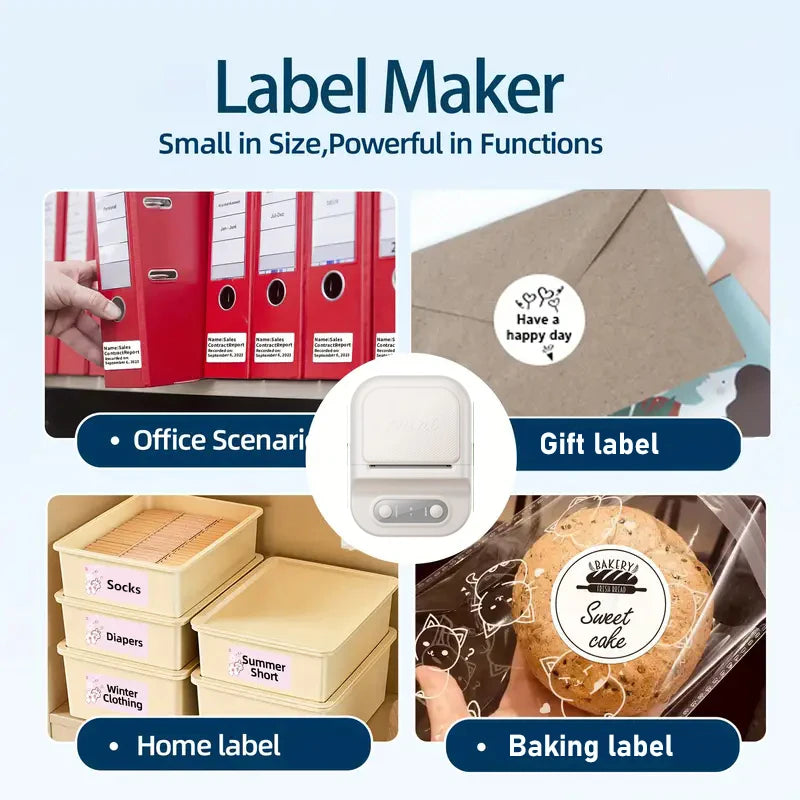 Support 12-57mm Width Mini Thermal Label Printer Self-adhesive Paper Portable Inkless Printer Bluetooth Sticker Tag Label Maker