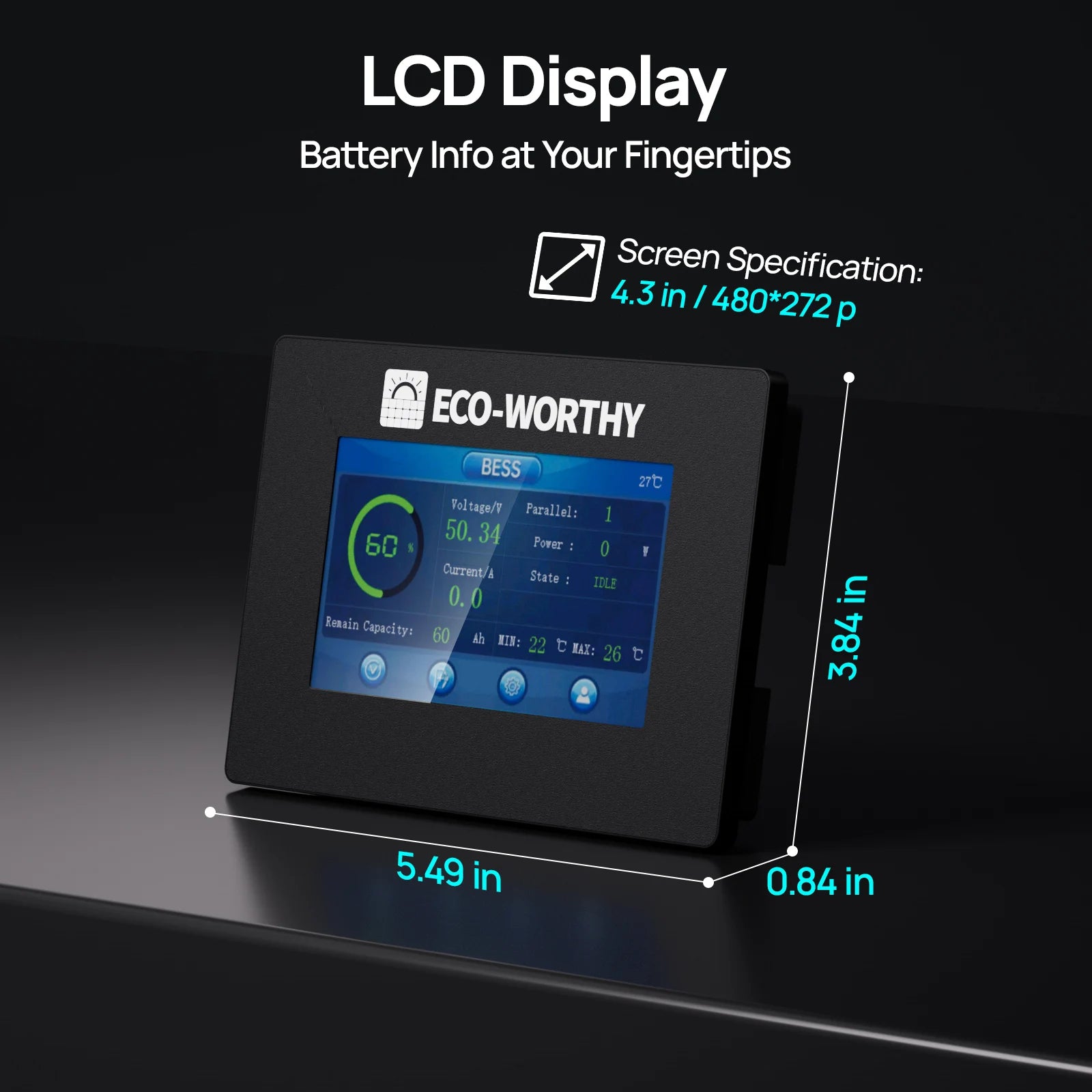 ECO-WORTHY ESM100 Battery Monitor for Cubix Series and Wall-Mount Batteries