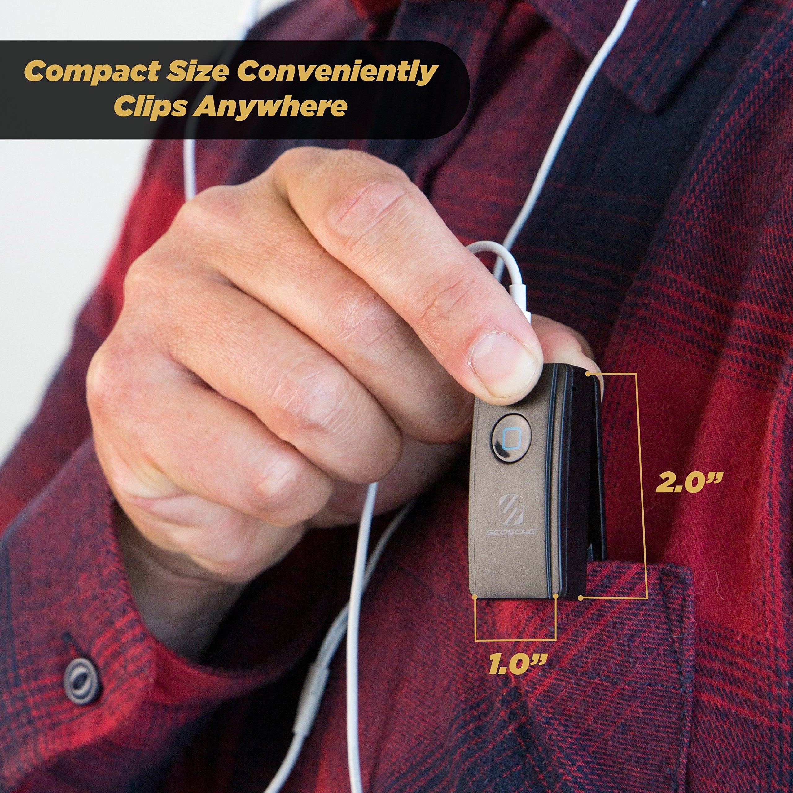 Scosche BTR3 SP BTFREQ Universal Bluetooth Wireless Audio Streaming and Handsfree Calling Receiver, Connect to Earbuds, Headphones, Car Stereo, Black