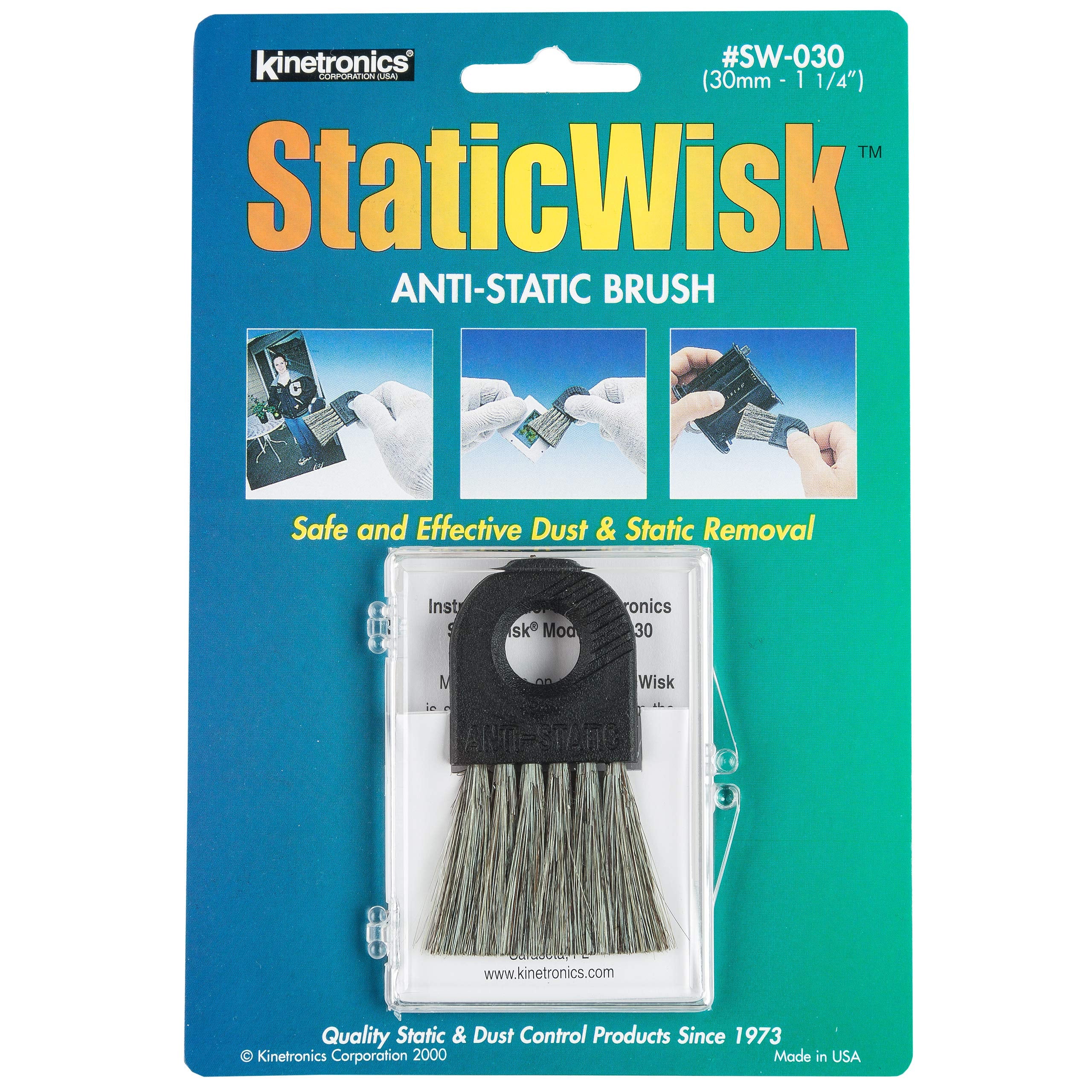 Kinetronics Staticwisk   Hand Held Anti Static Brush For Film, Glass & Acrylics Sw 030 (1 14)