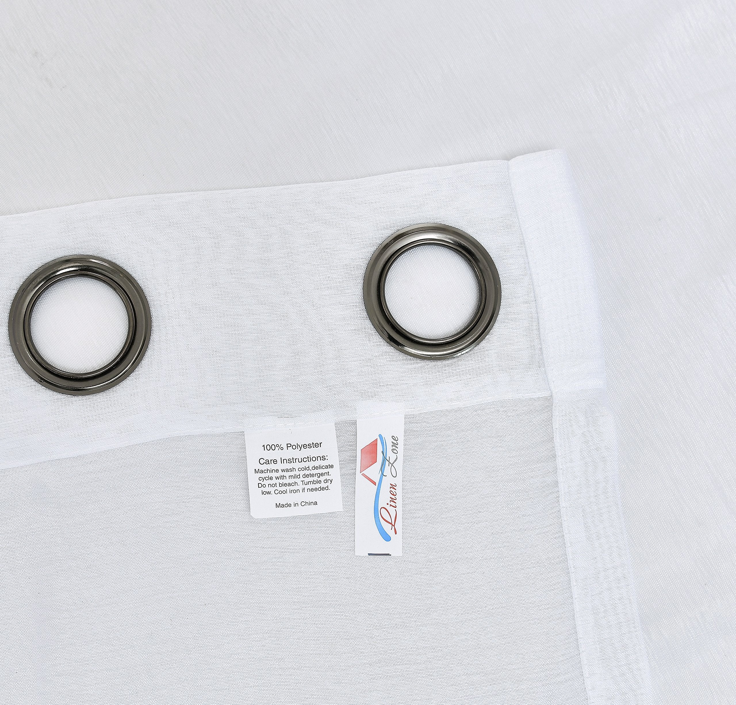 Linenzone Sheer White Curtains. Faux Linen White Sheer Curtains. 2 White Sheer Curtain Panels In Package. Elegant 84 Inch Curtai