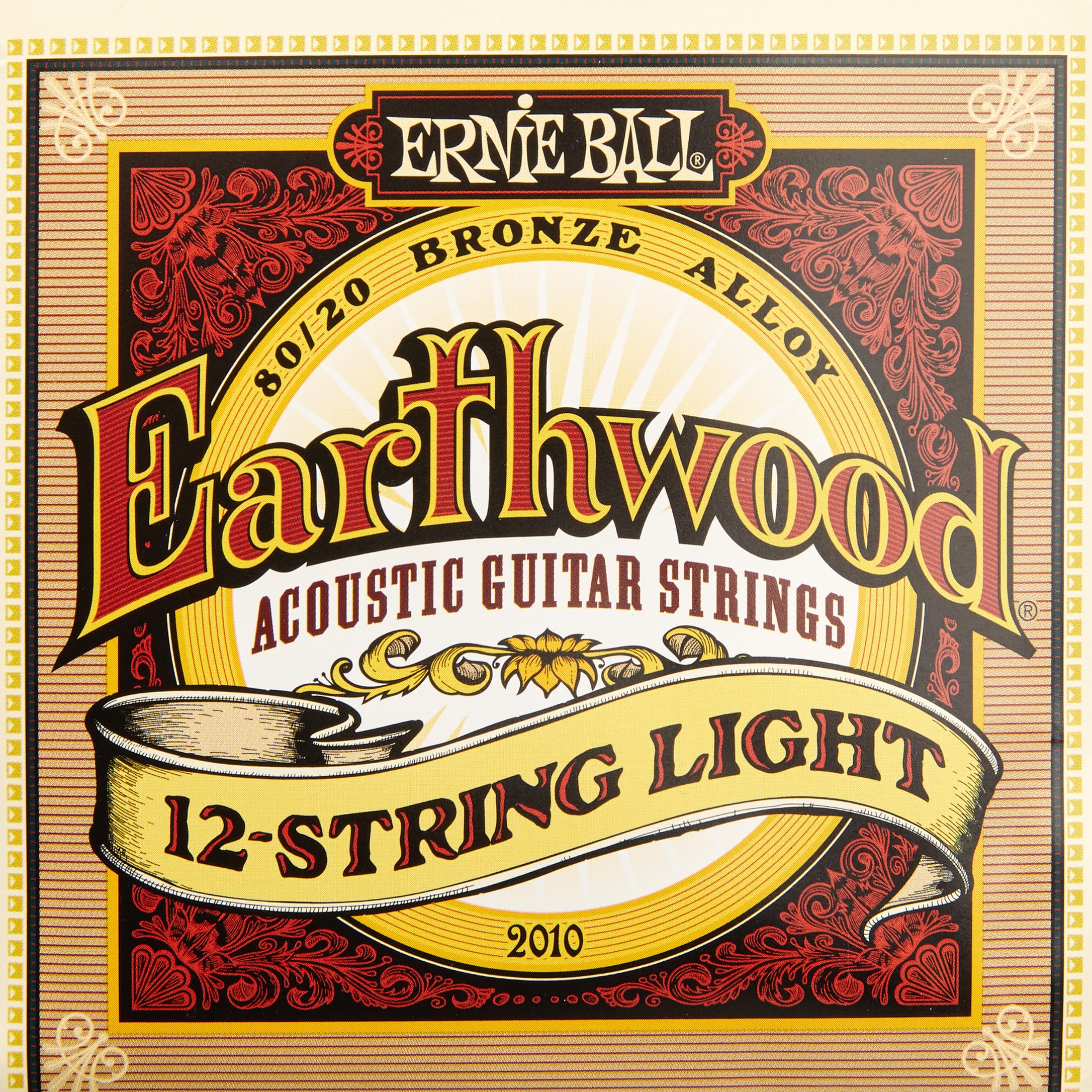 Ernie Ball Earthwood 12 String Light 8020 Bronze Acoustic Guitar Strings, 9 46 Gauge (P02010)