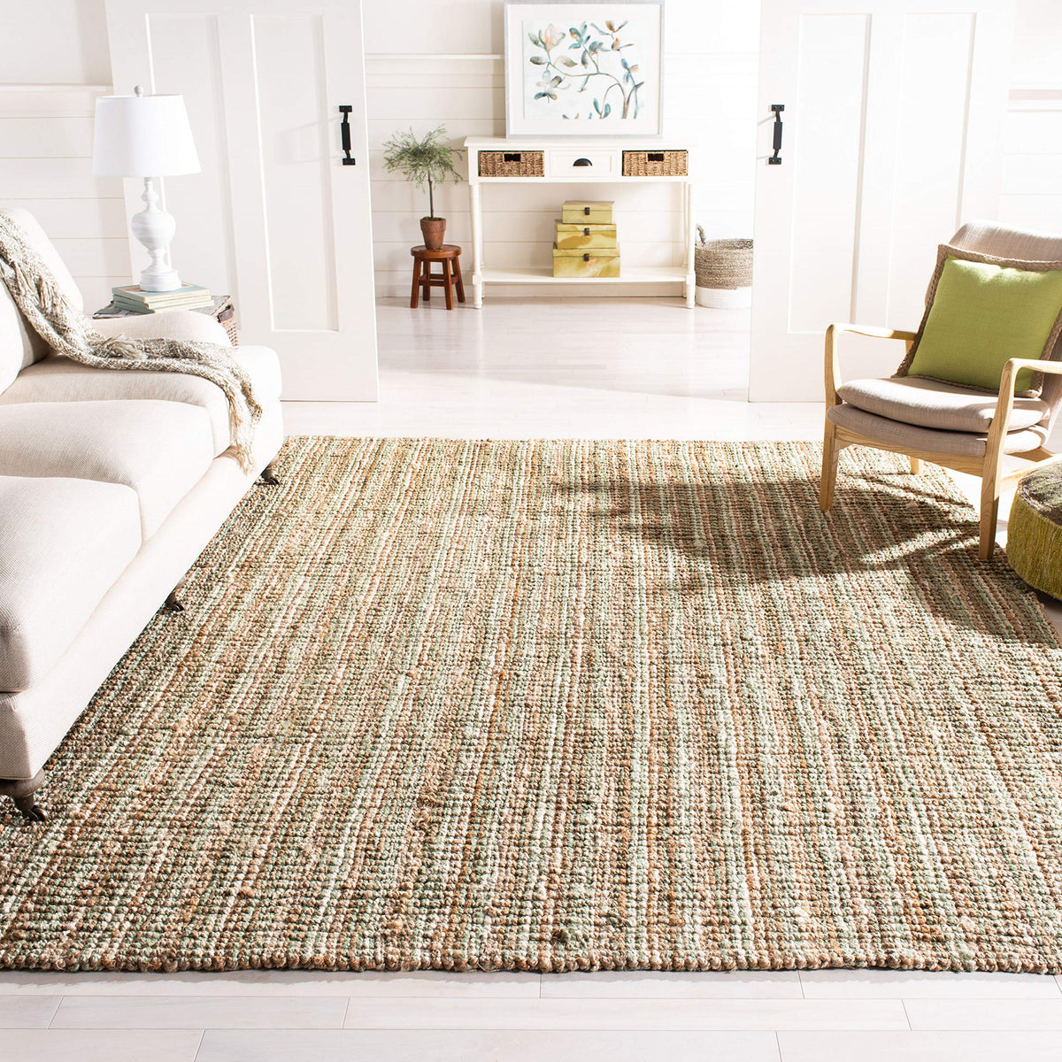 Safavieh Natural Fiber Collection 11 X 15 Sage Nf447S Handmade Chunky Textured Premium Jute 075 Inch Thick Area Rug