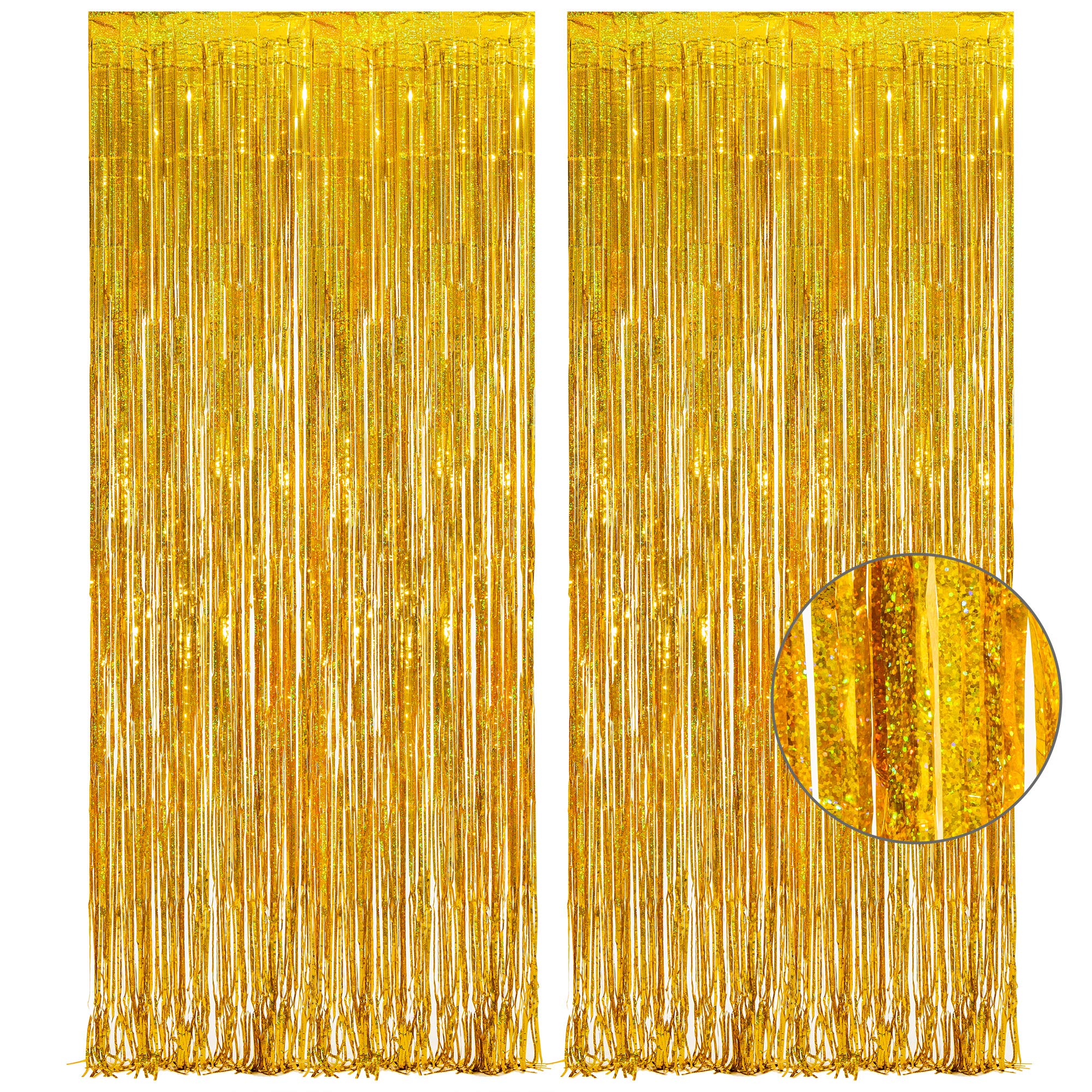 Gold Fringe Curtain Tinsel Backdrop   Greatril Foil Fringe Curtain Party Decor Streamers For Birthday Christmas New Year Graduat