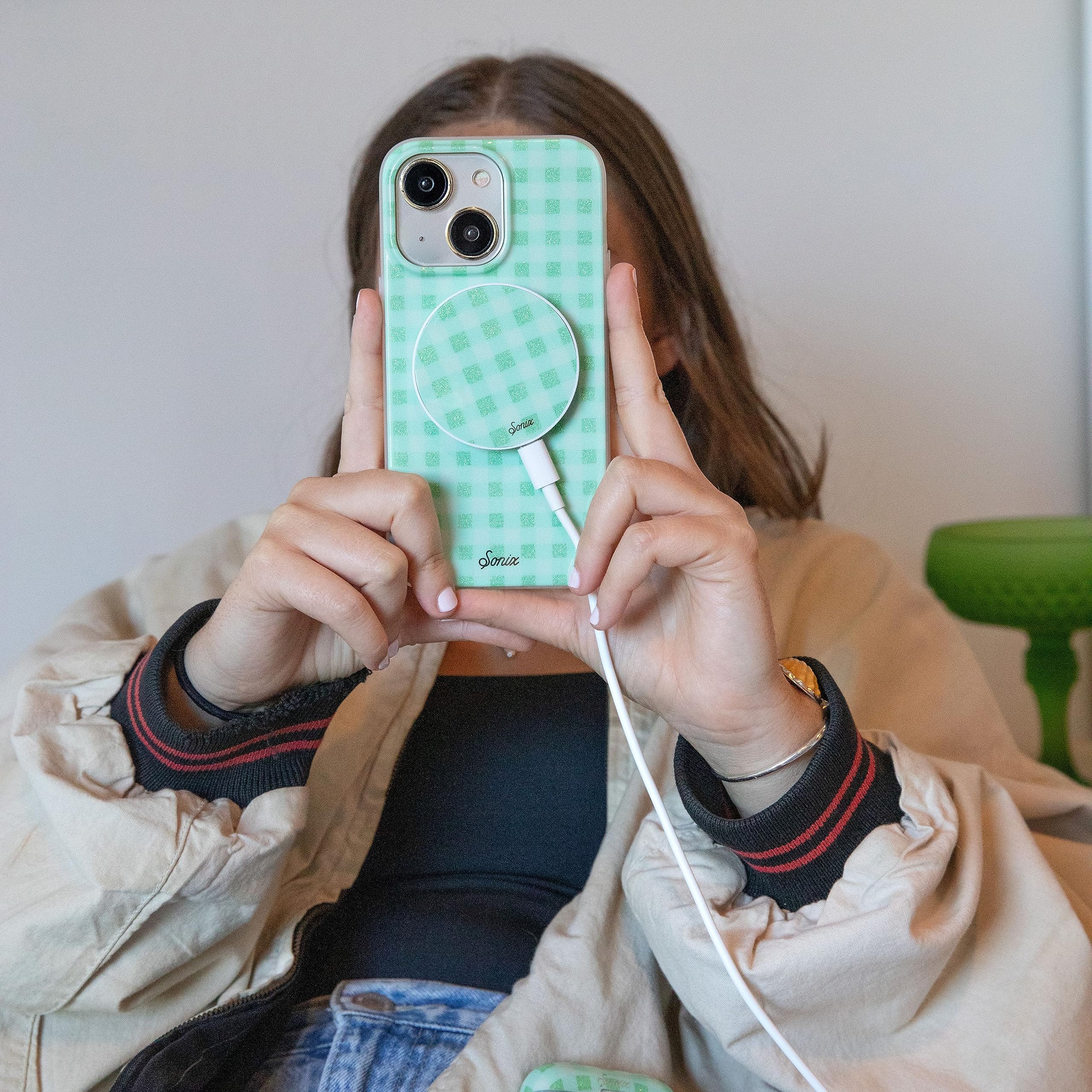 Sonix Case For Iphone 15 Plus, Iphone 14 Plus | Compatible With Magsafe | 10Ft Drop Tested | Minty Gingham
