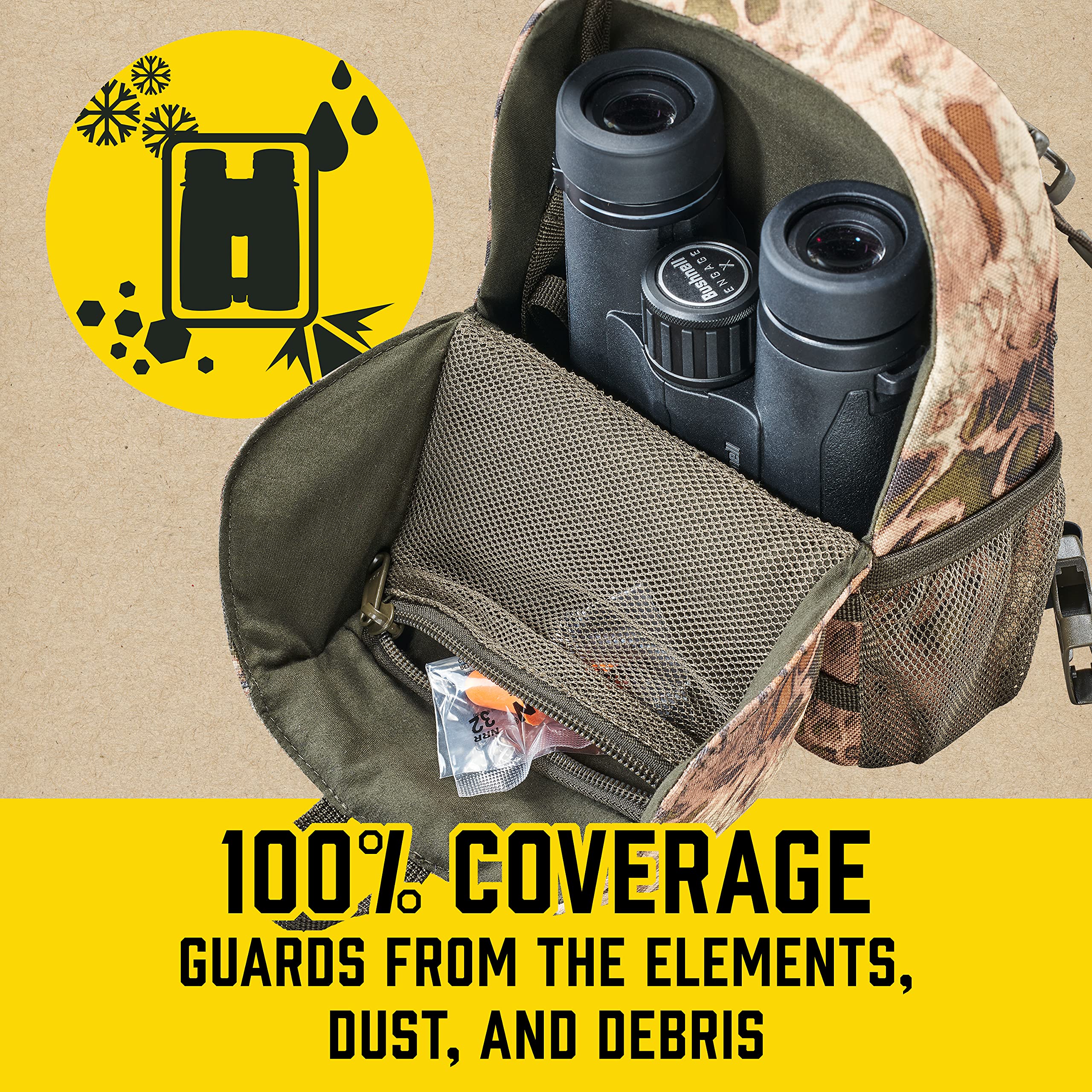 Butler Creek Featherlight Bino Caddy (Large (10X42))_16130, Magnetic Lid, Phone Storage Pocket, Webbing For Accessories