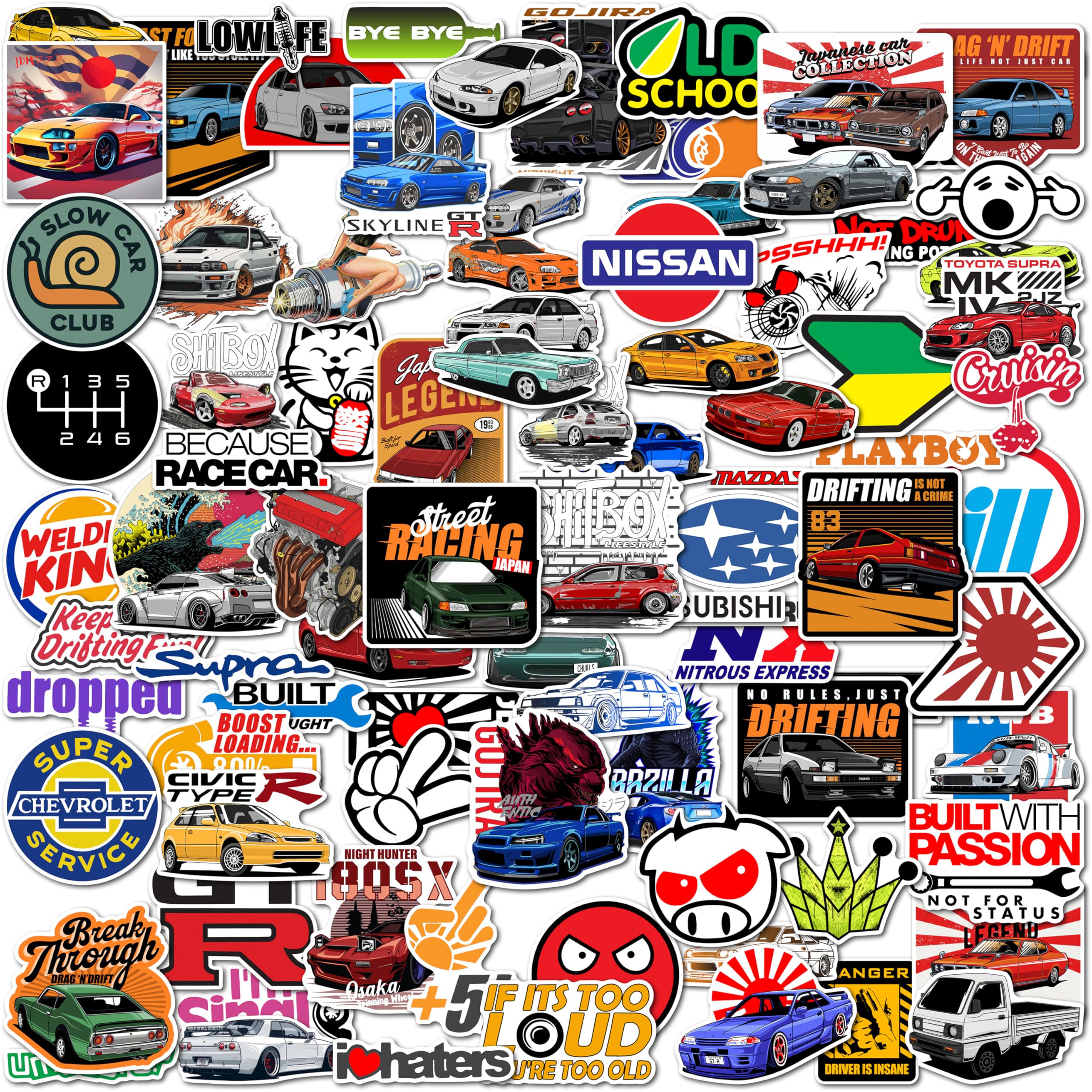 WallDesign RaceReady 90 Collection of Authentic JDM Sticker Set  Mobile, Laptop, Accessories, Gifting  Durable, Laminated, Qu