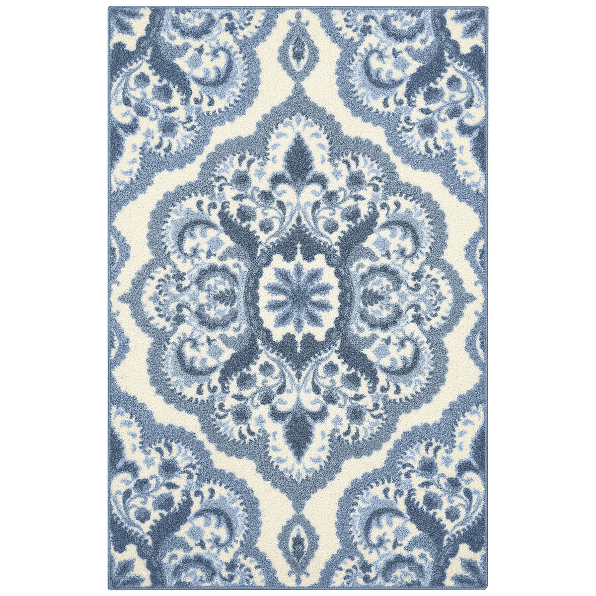 Maples Rugs Vivian Medallion Kitchen Rugs Non Skid Accent Area Carpet Made In Usa], 26 X 310, Blue
