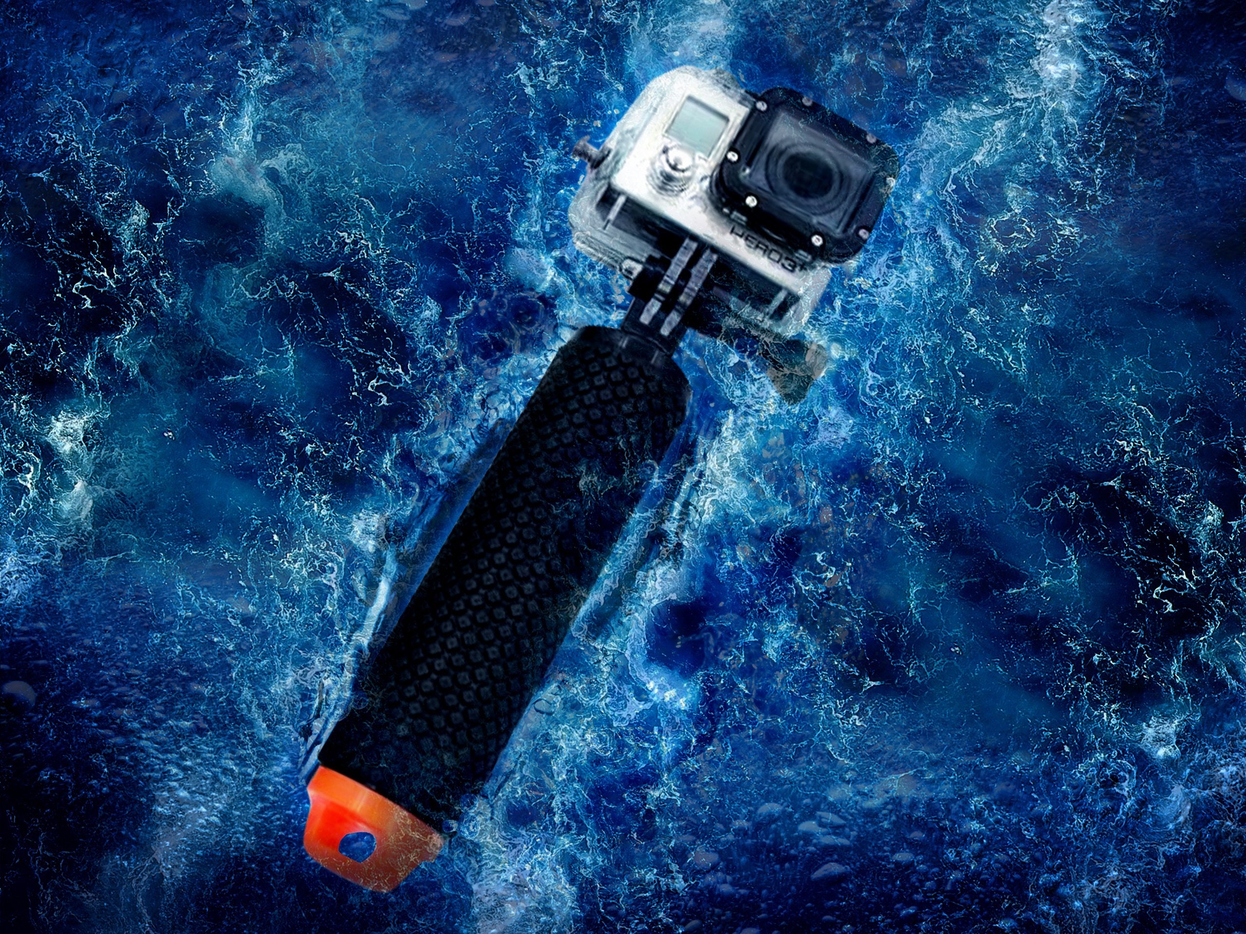 Floating Hand Grip Waterproof Monopod For Gopro Hero 13 12 11 10 9 8 7 6 5 4 3+ Session Black Silver Action Camera Handler & Handle Mount Accessories For Underwater Snorkeling & Water Sports (Orange)