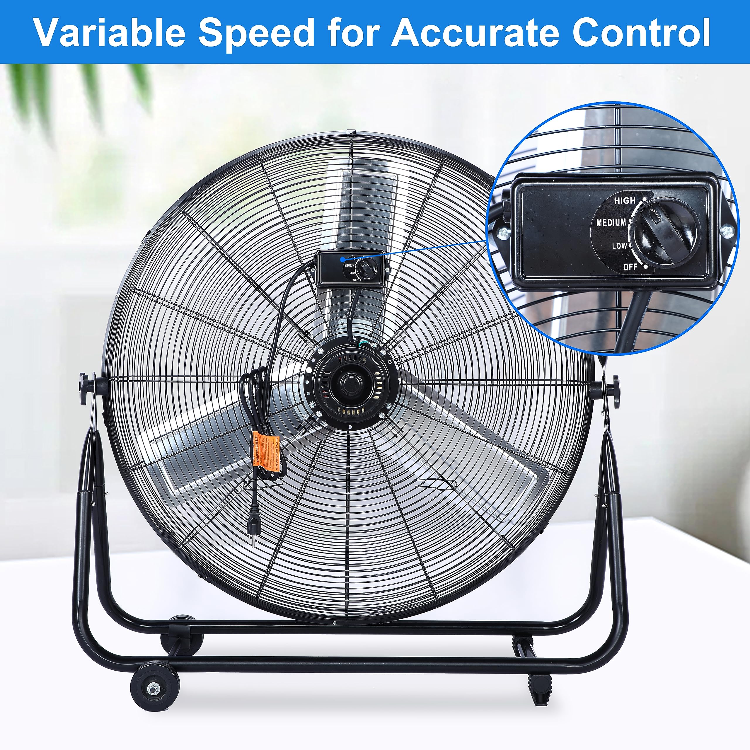 Simple Deluxe Dynamic 30 Inch Floor Fan With Roll Booster   Industrial Grade Airflow, 360 Degree Adjustable Tilt, And Portable D