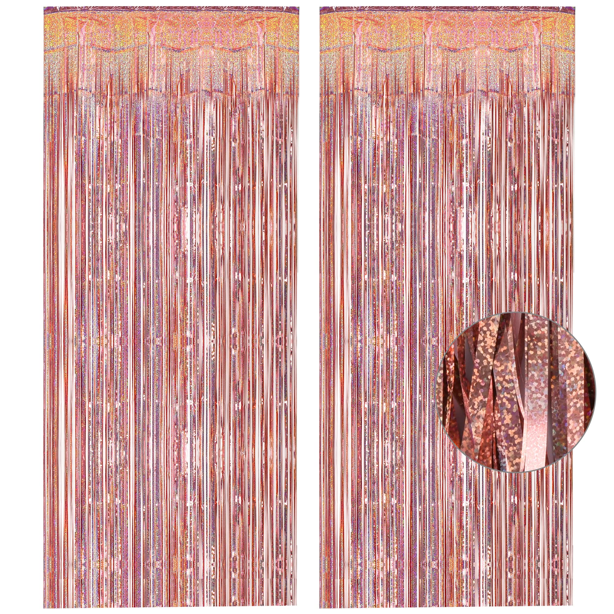 Rose Gold Tinsel Curtain Party Backdrop   Greatril Foil Fringe Curtain Streamers For Bachelorette Party Decorations Bride Be Par