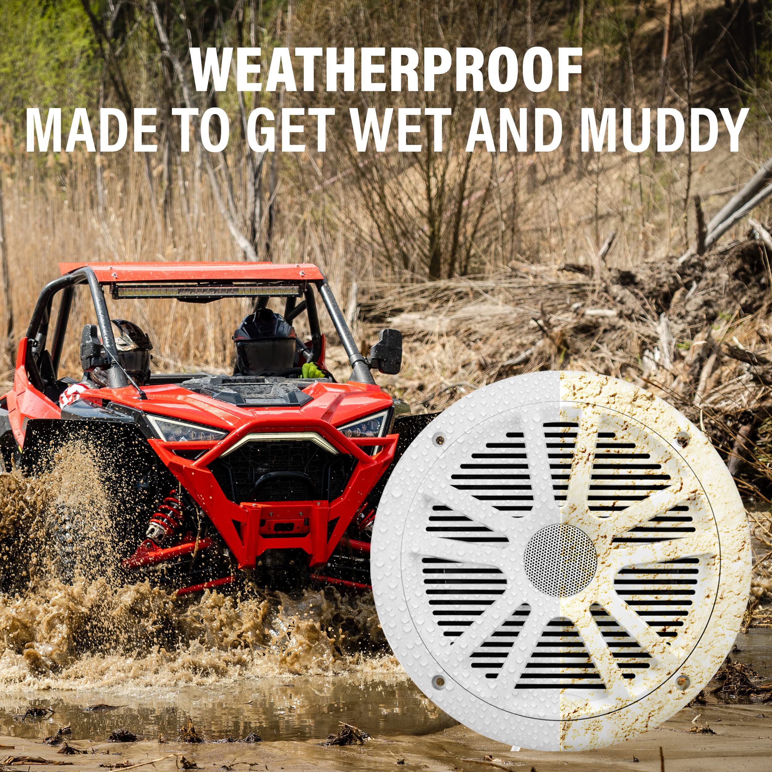 Boss Audio Systems Mg150W.6 Marine Boat Stereo Sound System Speaker Package   Built In 2 Cannel Amplifier Head Unit, Ipx6 Weathe