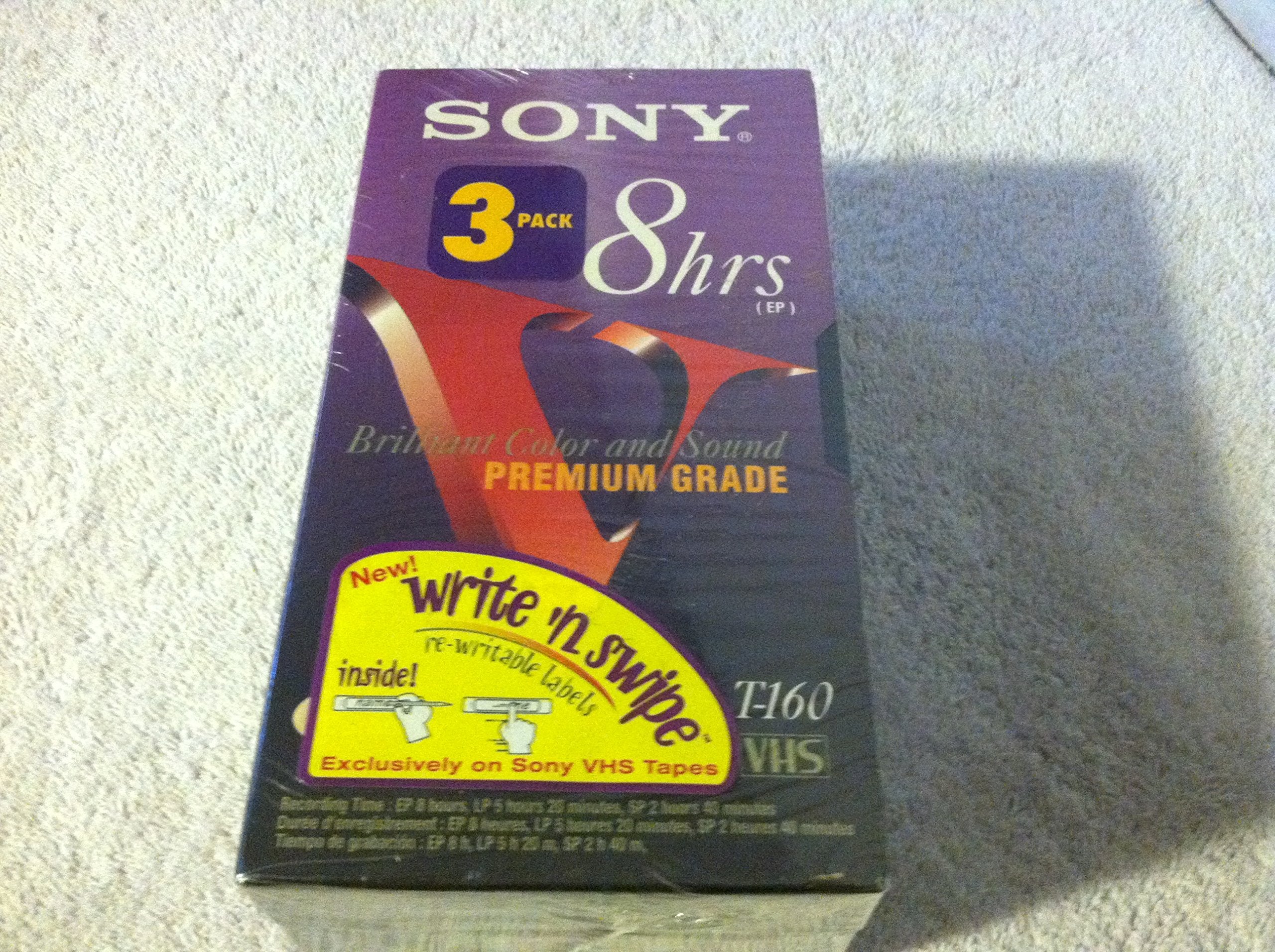 Sony T 160vf Premium Grade Vhs 3 pack. 8 Hours (Ep)