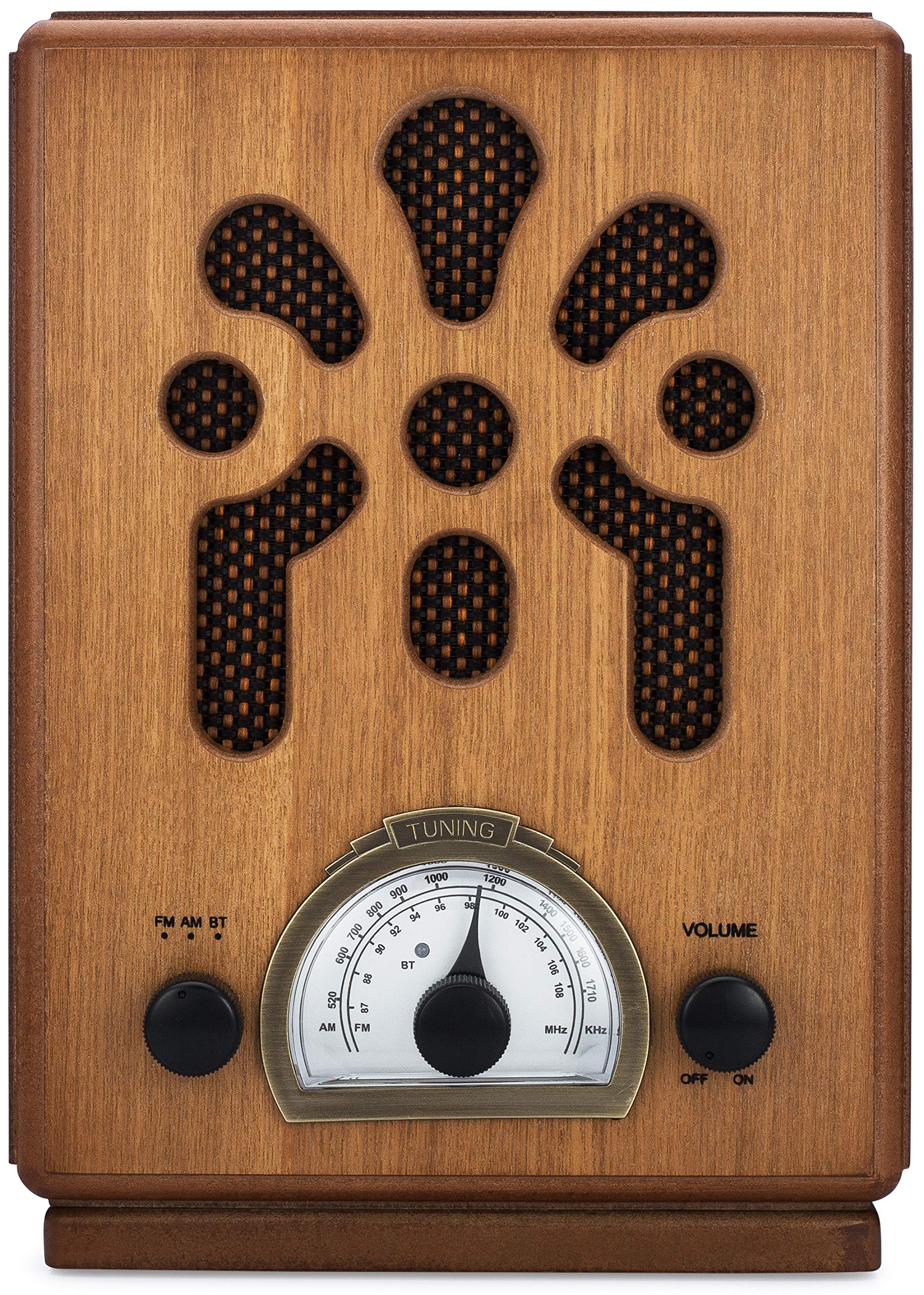 Clearclick Classic Vintage Retro Style Am/Fm Radio With Bluetooth   Handmade Wooden Exterior Brown