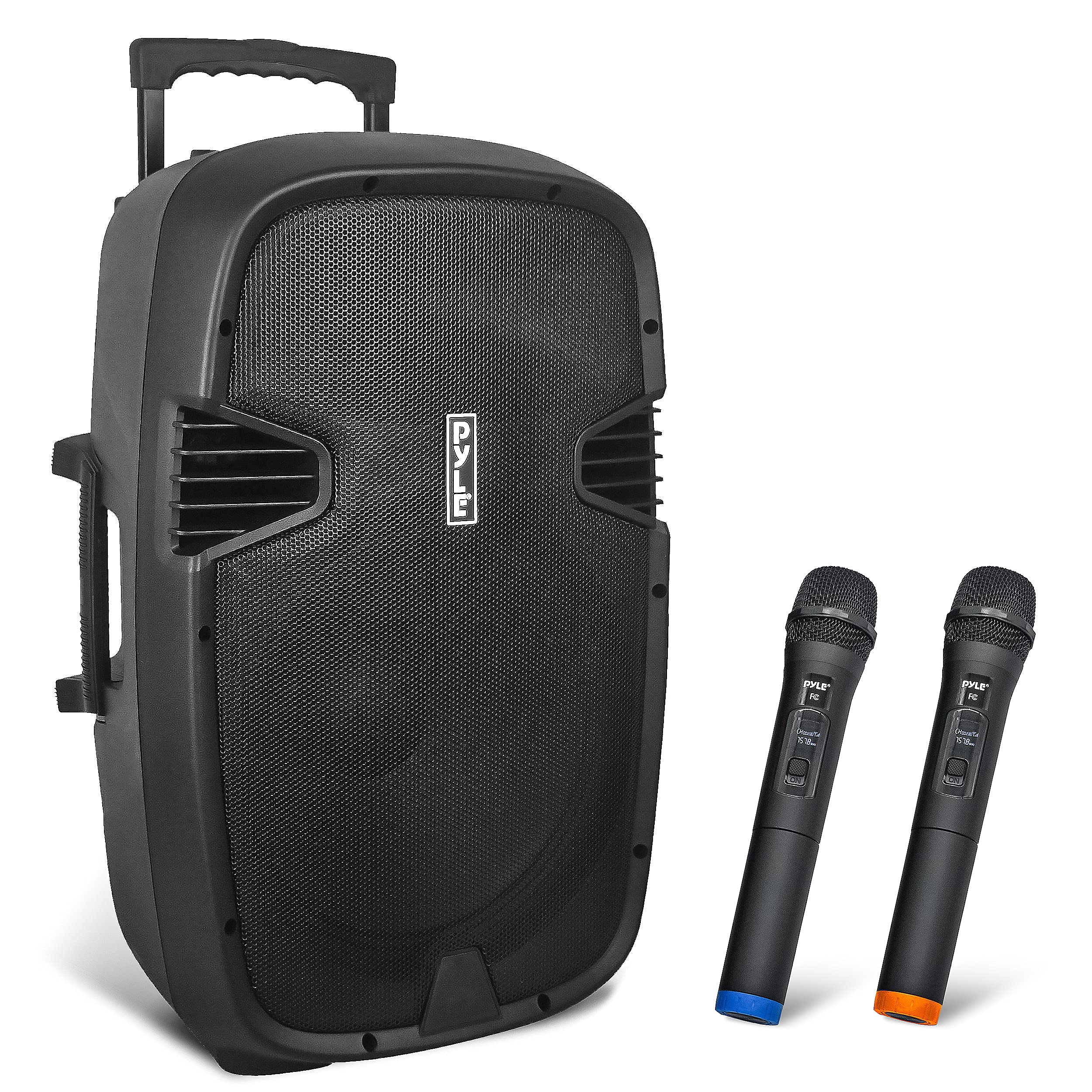 Pyle 1000 Watt, 12'' Bluetooth Pa Speaker   Indoor / Outdoor Portable Sound System With (2) Uhf Wireless Microphones, Rechargeab