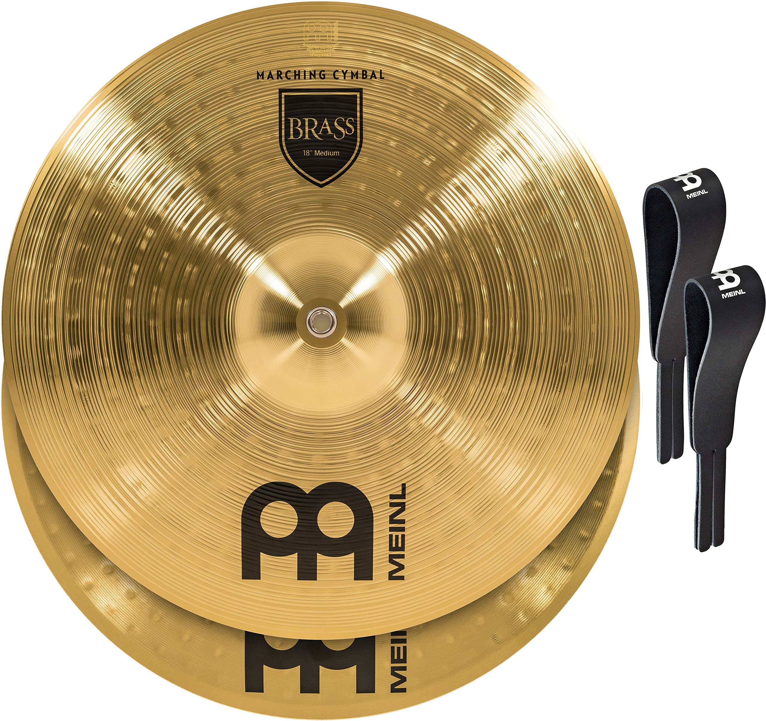 Meinl 18    Marching Cymbal Pair With Straps   Brass Alloy Traditional Finish   Made In Germany, 2 Year Warranty (Ma Br 18M)