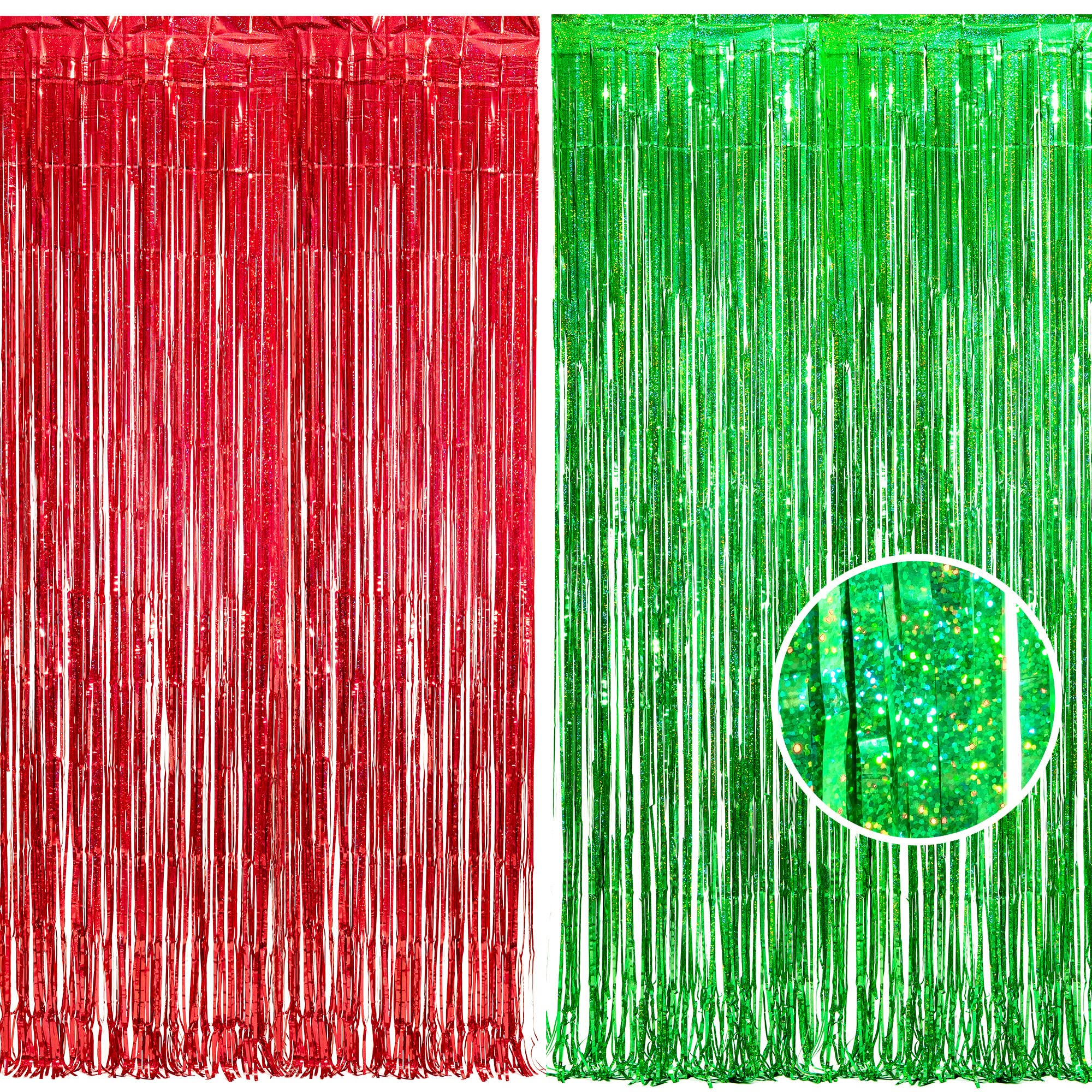 Braveshine Tinsel Foil Fringe Curtains   2 Pack 3.2 X 8.2 Ft Metallic Photo Booth Streamer Backdrops For Birthdays Fiestas Melon