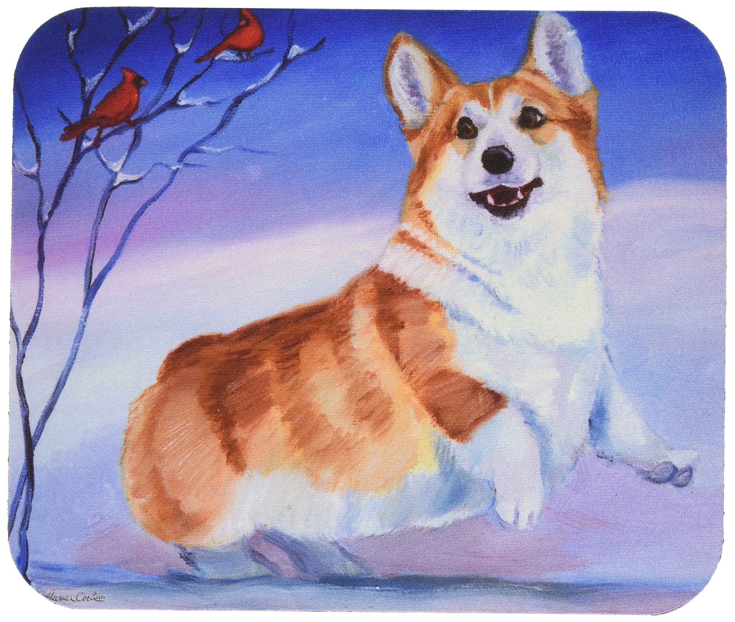 Carolines Treasures 7328MP Corgi Snow Cardinal Mouse Pad, Hot Pad or Trivet for Home Office Gaming Working Computers Laptop Mou