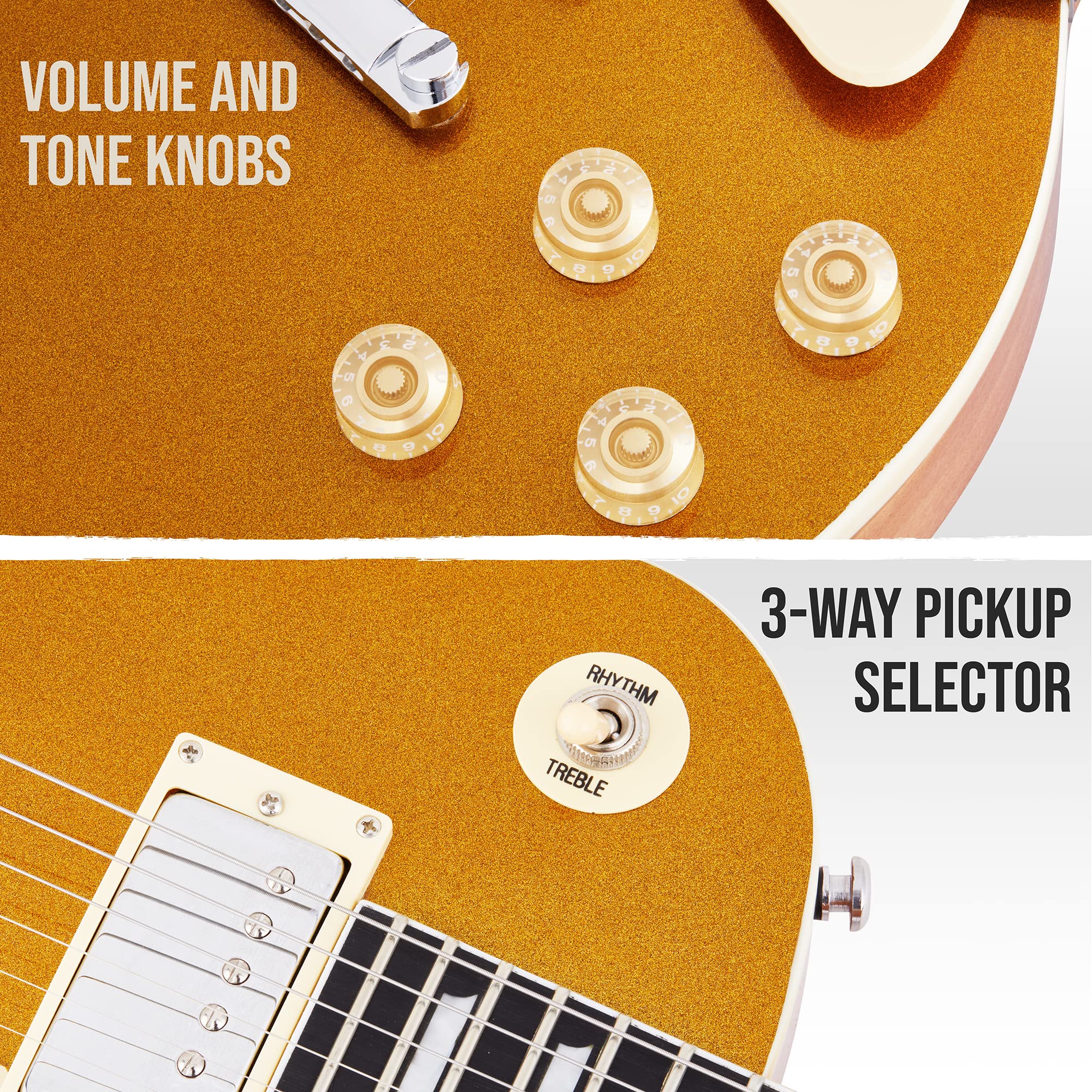 Lyxpro 39� Sb Series Electric Guitar, Lp Style For Beginner, Intermediate & Pro Players Solid Body Guitar, Bonus 2 Pack Of Picks, Mahogany Wood, Volume/Tone Controls, 3 Way Pickup   Honey Burst