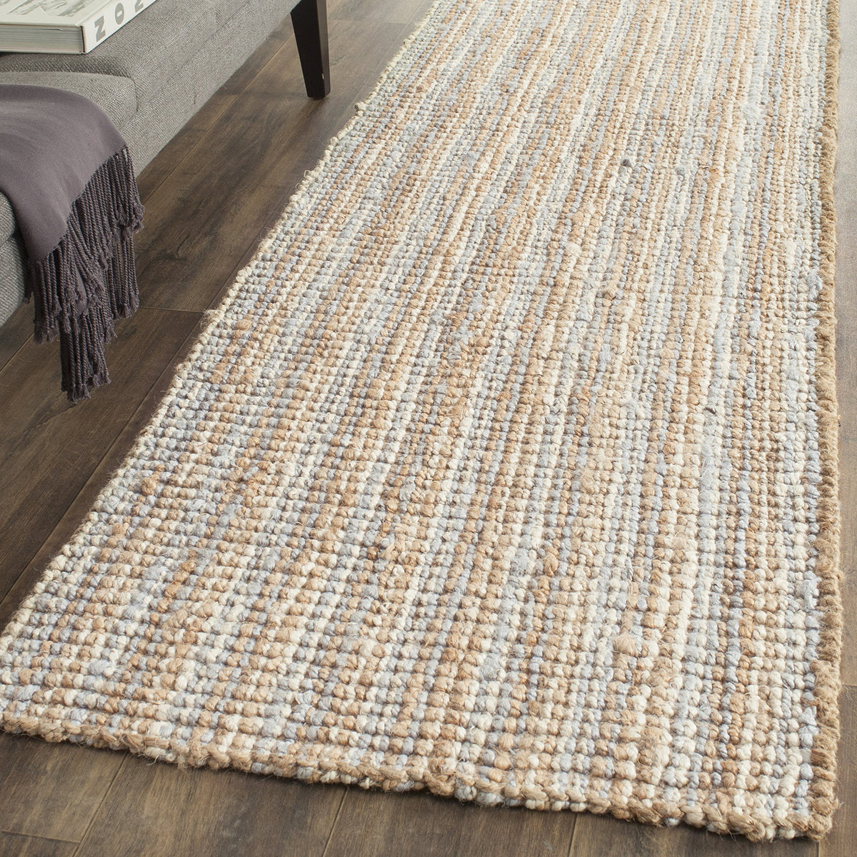 Safavieh Natural Fiber Collection 26 X 8 Grey Nf447K Handmade Chunky Textured Premium Jute 075 Inch Thick Runner Rug