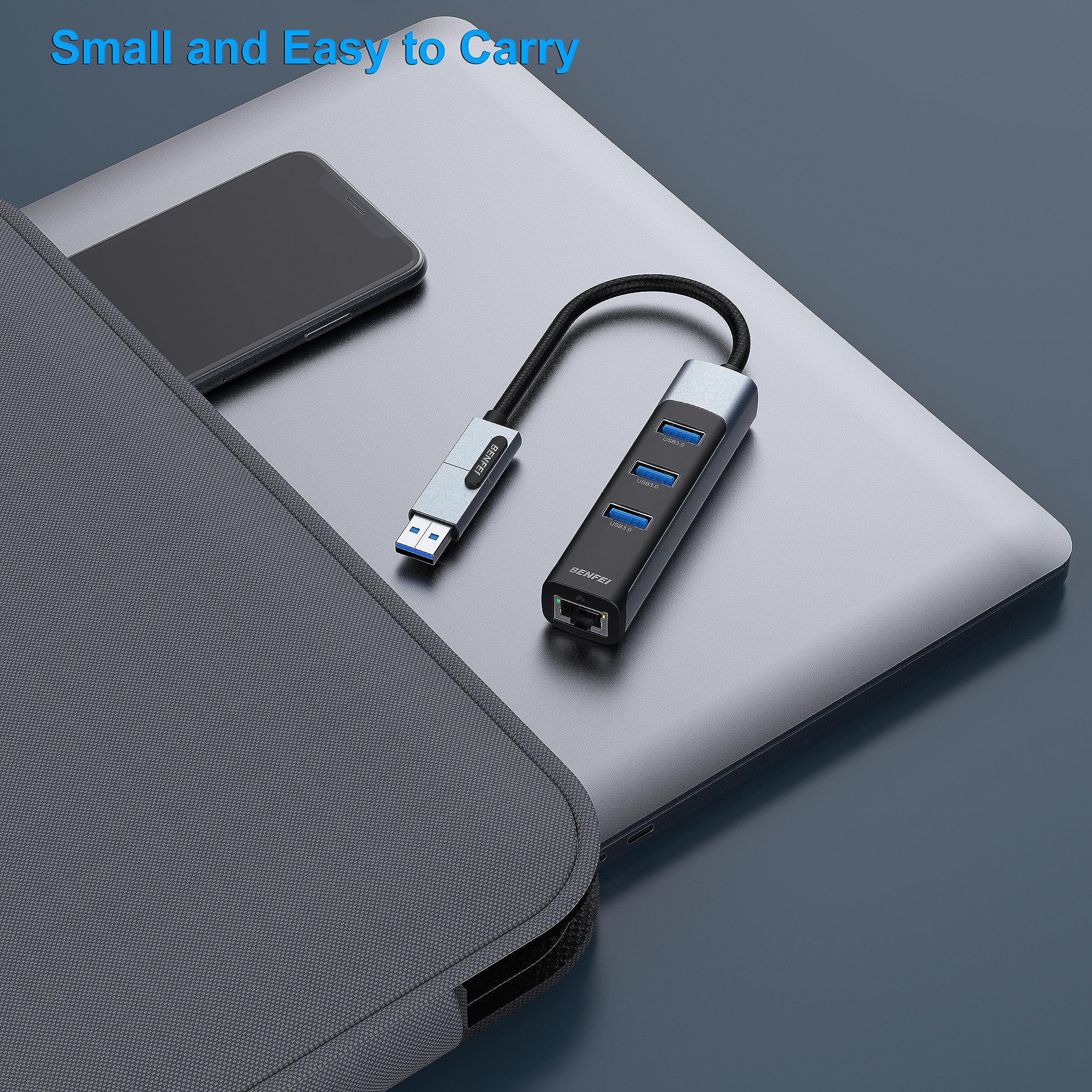 Benfei Usb C To Gigabit Ethernet Adapter, 3 Port Usb 3.0 Hub With Rj45 Compatible With Macbook Pro/Air 2023, Ipad Pro, Imac, S23