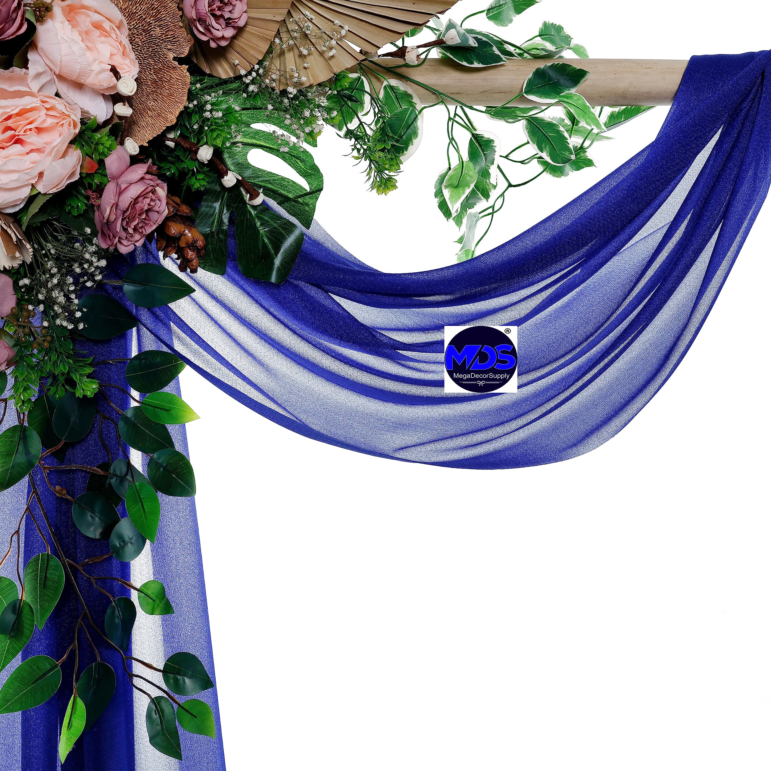 Mds Pack Of 2 Panels (30 Width X 40Ft Long) Wedding Arch Draping Fabric Sheer Chiffon Arbor Canopy Drapery For Wedding Ceremony