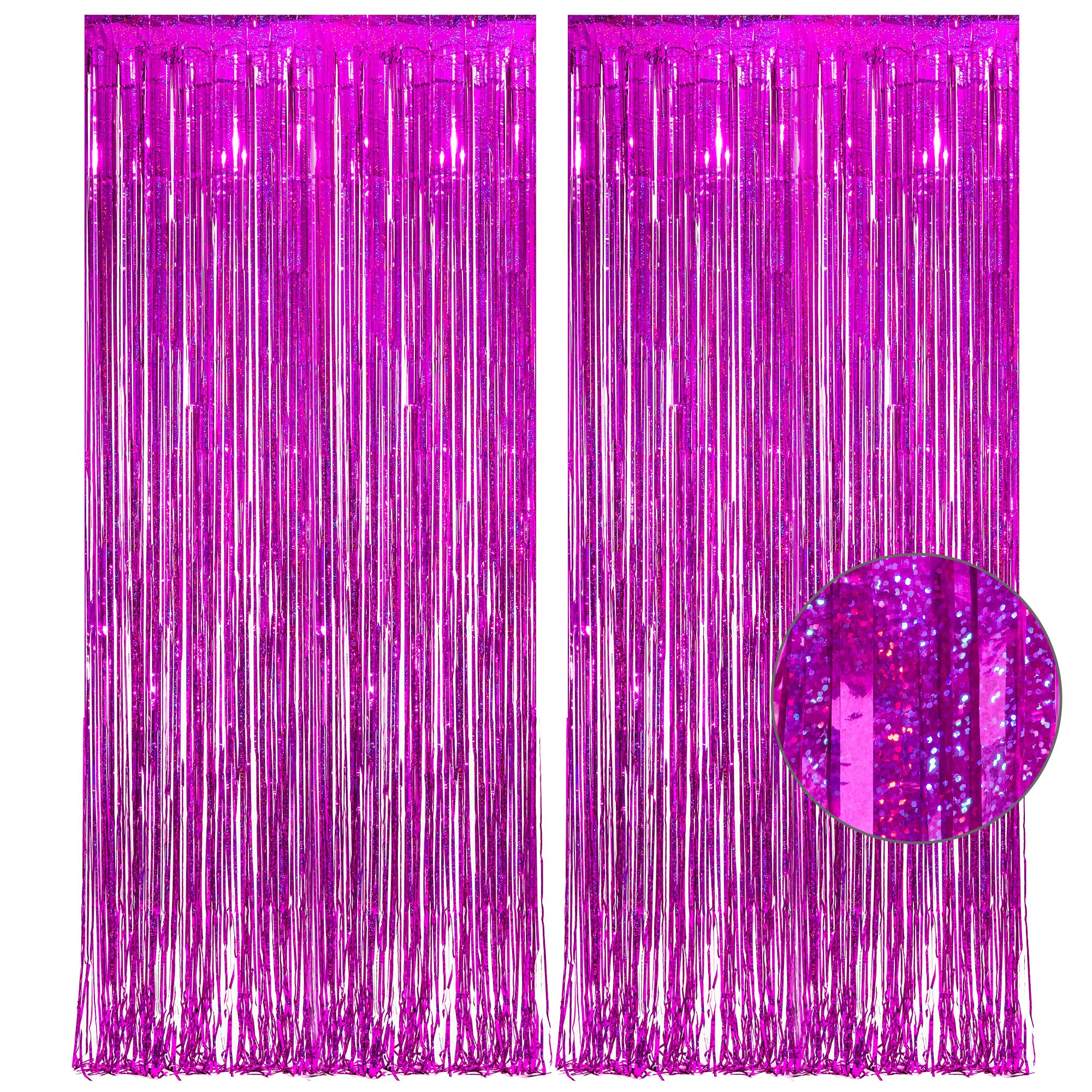 Magenta Tinsel Curtain Party Backdrop   Greatril Foil Fringe Curtain Photo Booth Streamers For Bachelorette Party Engagement Par