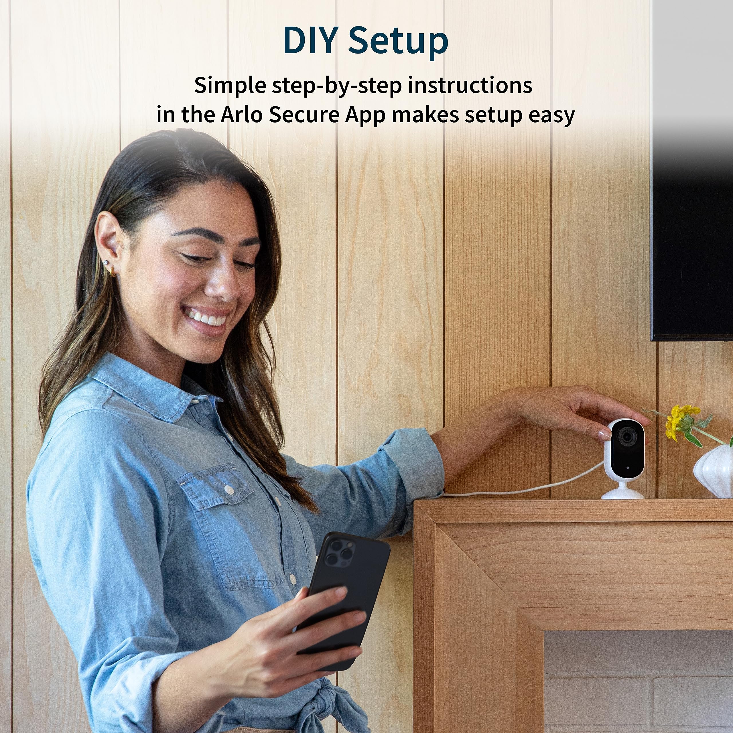 Arlo Essential Indoor Wired Security Camera, 2Nd Generation   Home Security Camera With Night Vision, Wi Fi Connection & 2 Way A