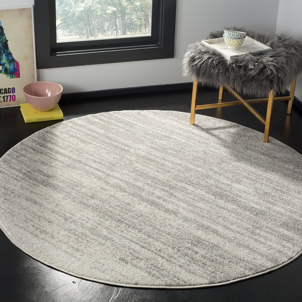 Safavieh Adirondack Collection 6 Round Light Greygrey Adr113C Modern Ombre Non Shedding Dining Room Entryway Foyer Living Room B