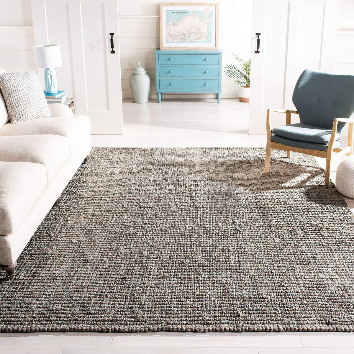 Safavieh Natural Fiber Collection 5 X 8 Light Grey Nf447G Handmade Chunky Textured Premium Jute 075 Inch Thick Area Rug