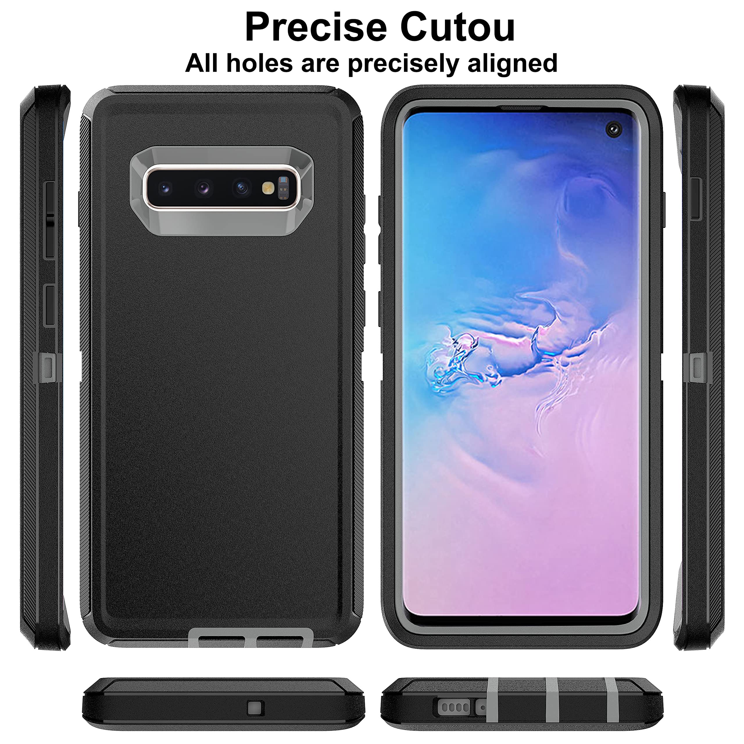 Hong Amy For Samsung Galaxy S10 Case, Galaxy S10 Case With Self Healing Flexible Tpu Screen Protector [2 Pack], 3 In 1 Full Body
