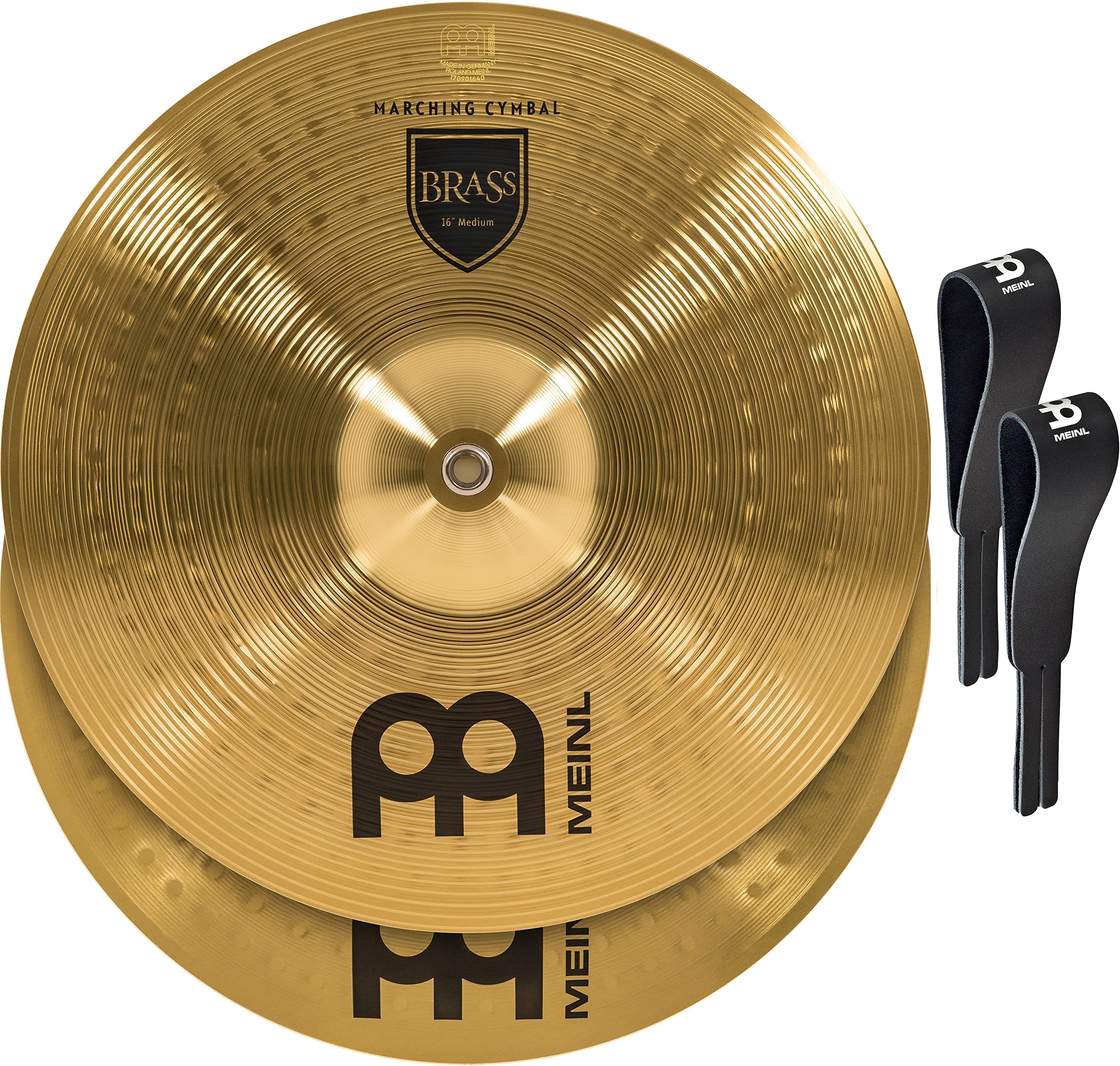 Meinl 16    Marching Cymbal Pair With Straps   Brass Alloy Traditional Finish   Made In Germany, 2 Year Warranty (Ma Br 16M)
