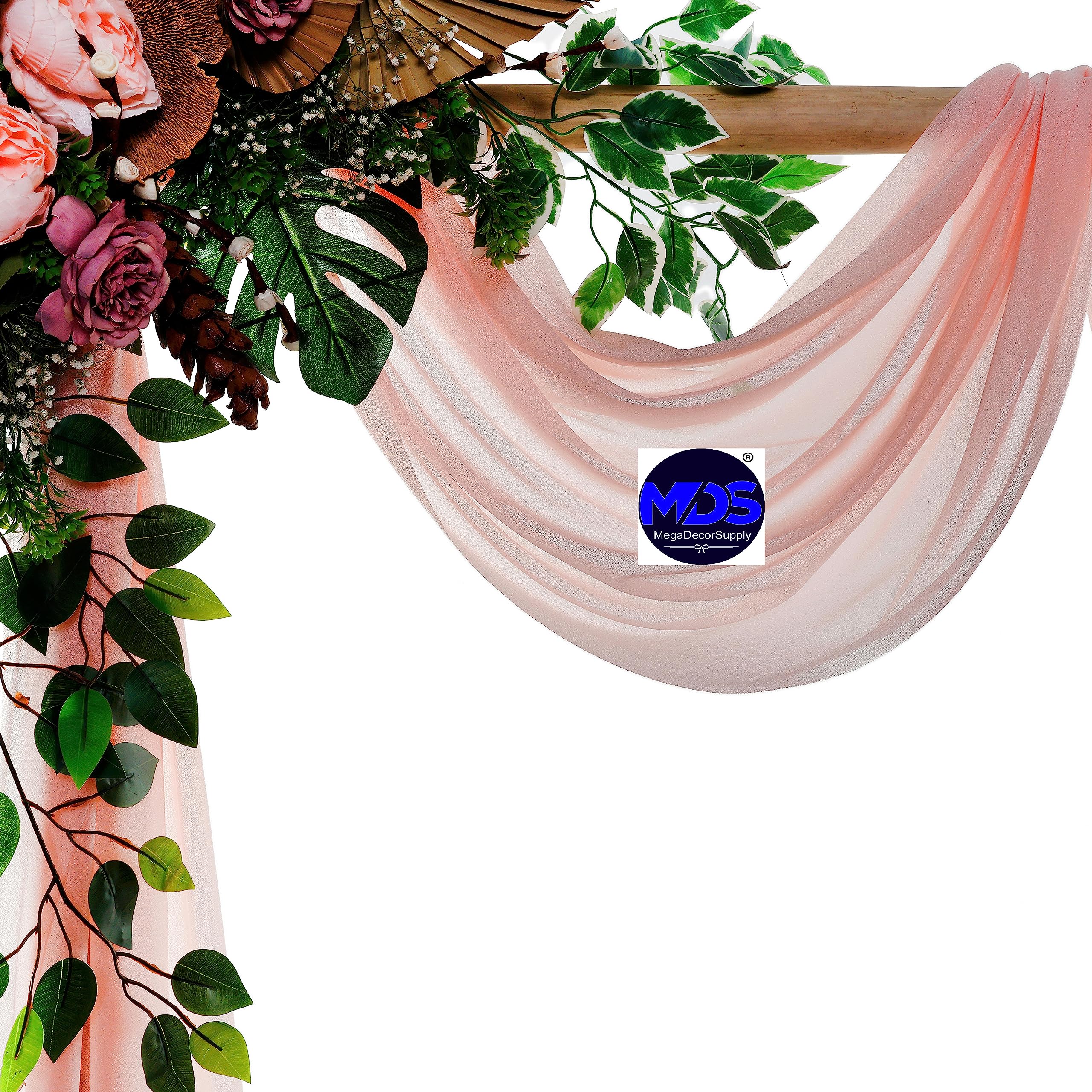 Mds Pack Of 1 Panels (30'' Width X 20Ft Long) Wedding Arch Draping Fabric Sheer Chiffon Fabric Drapery For Wedding Ceremony Rece