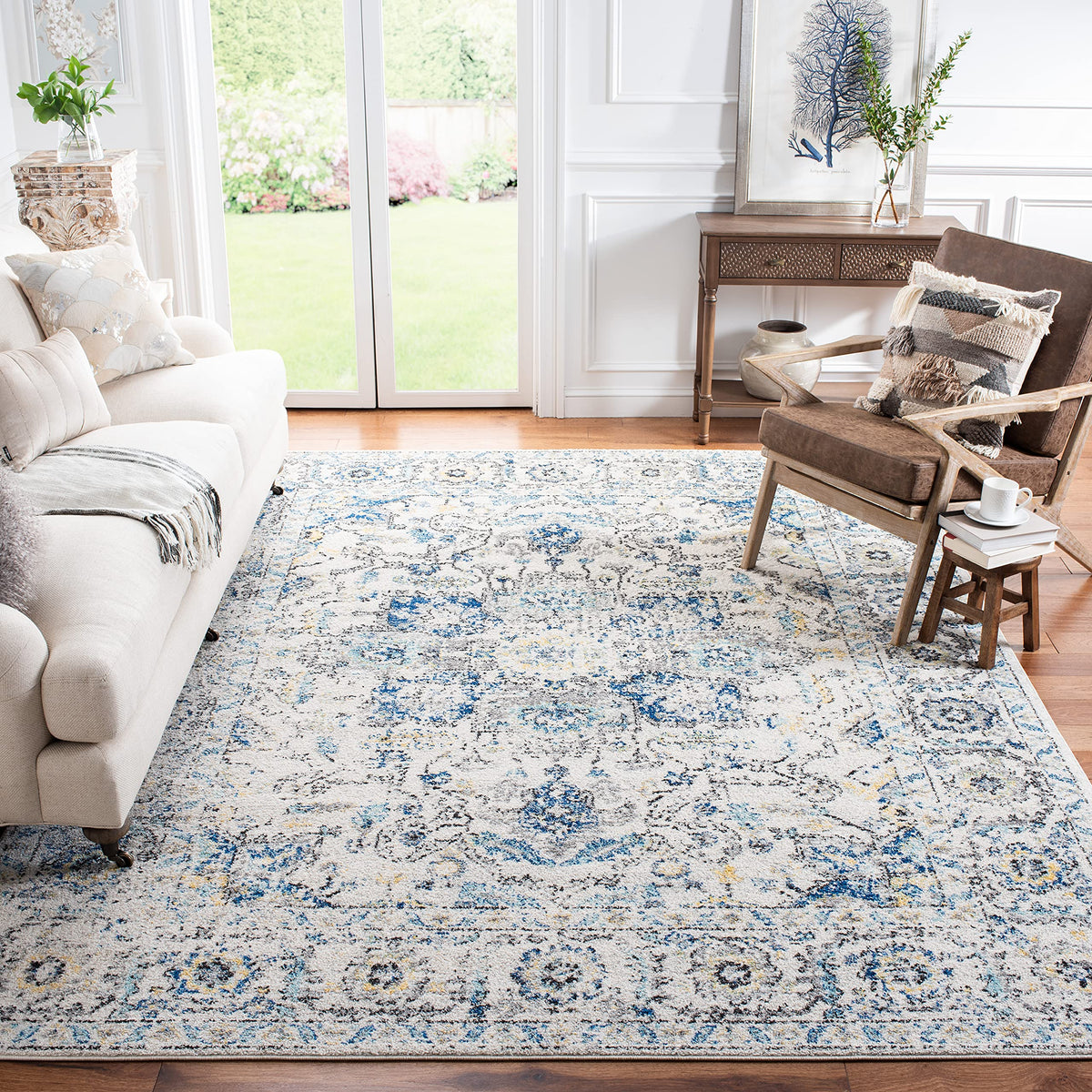 Safavieh Madison Collection 51 X 76 Greyivory Mad603F Oriental Snowflake Medallion Distressed Non Shedding Living Room Bedroom A