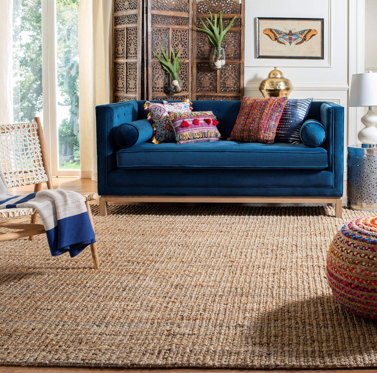 Safavieh Natural Fiber Collection 5 Square Natural Nf447A Handmade Chunky Textured Premium Jute 075 Inch Thick Area Rug