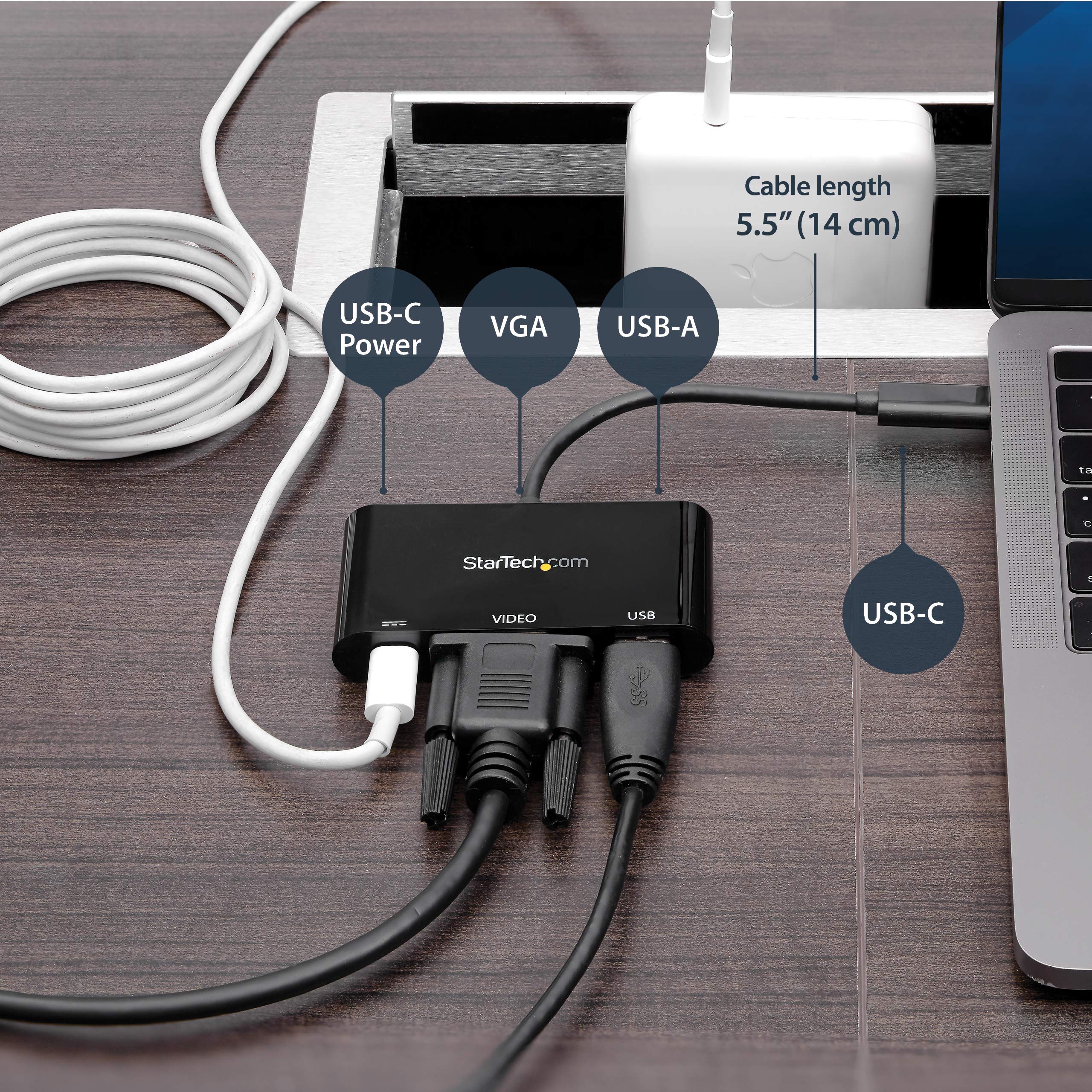 Startech.Com Usb-C Vga Multiport Adapter - Usb-A Port - With Power Delivery (Usb Pd) - Usb C Adapter Converter - Usb C Dongle (C