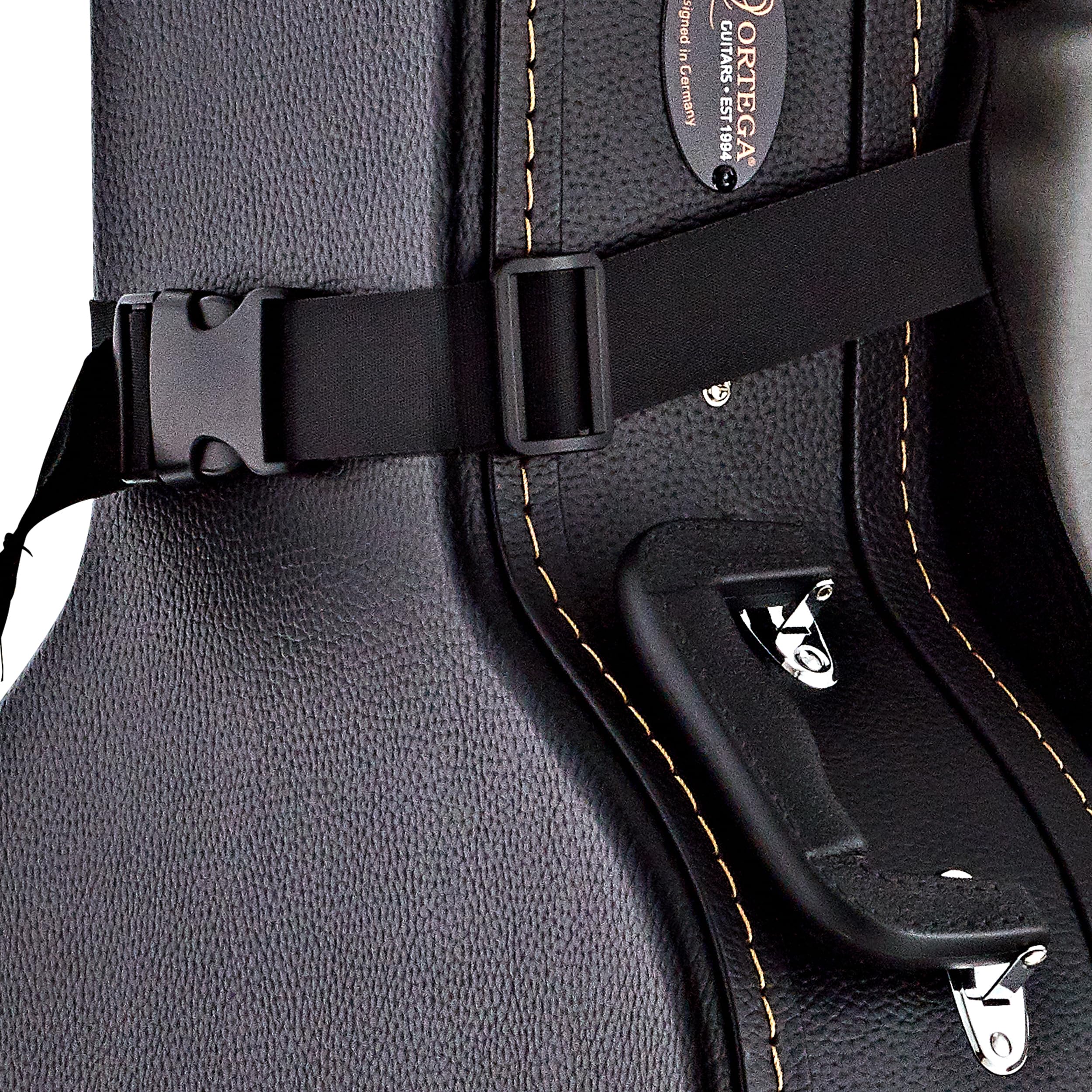 Ortega Guitars Hardshell Case Deluxe Backpack Straps W/Ergonomic Back Cushion Carry Your Hardcase Like A Gig Bag Black (Obps Dlx