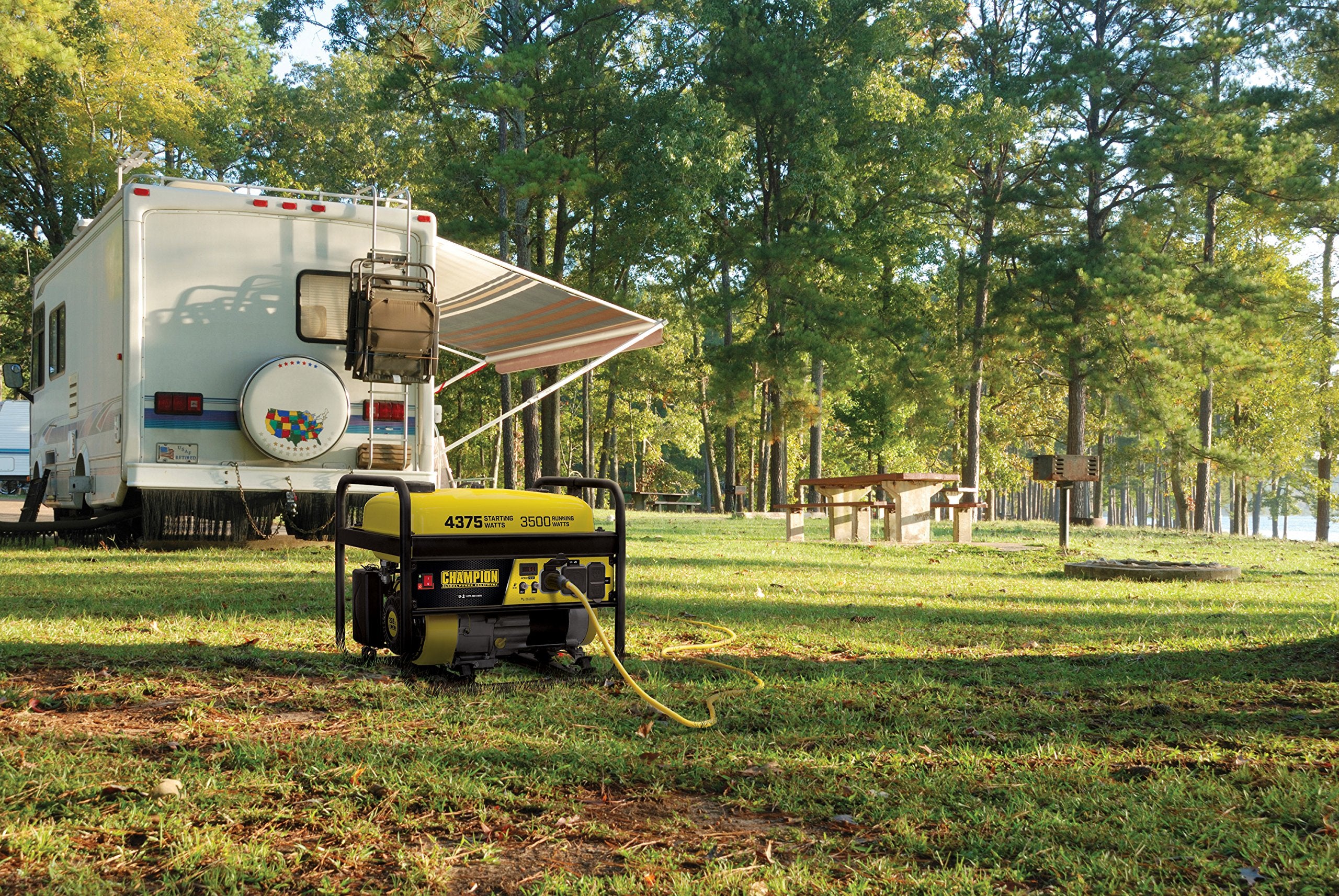 Champion Power Equipment 4375 Watt Rv Ready Portable Generator, Yellow/Black, Carb