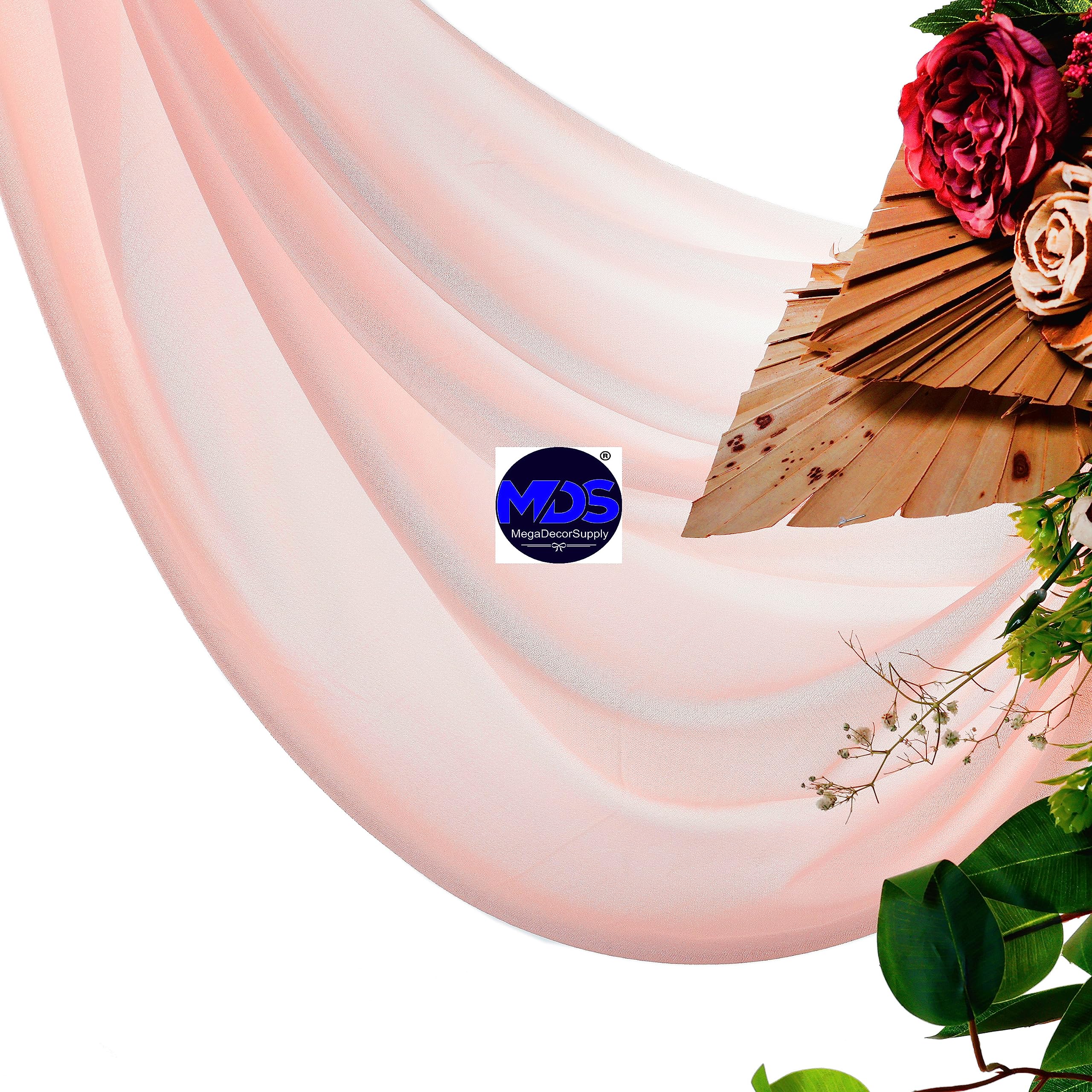 Mds Pack Of 1 Panels (30'' Width X 20Ft Long) Wedding Arch Draping Fabric Sheer Chiffon Fabric Drapery For Wedding Ceremony Rece