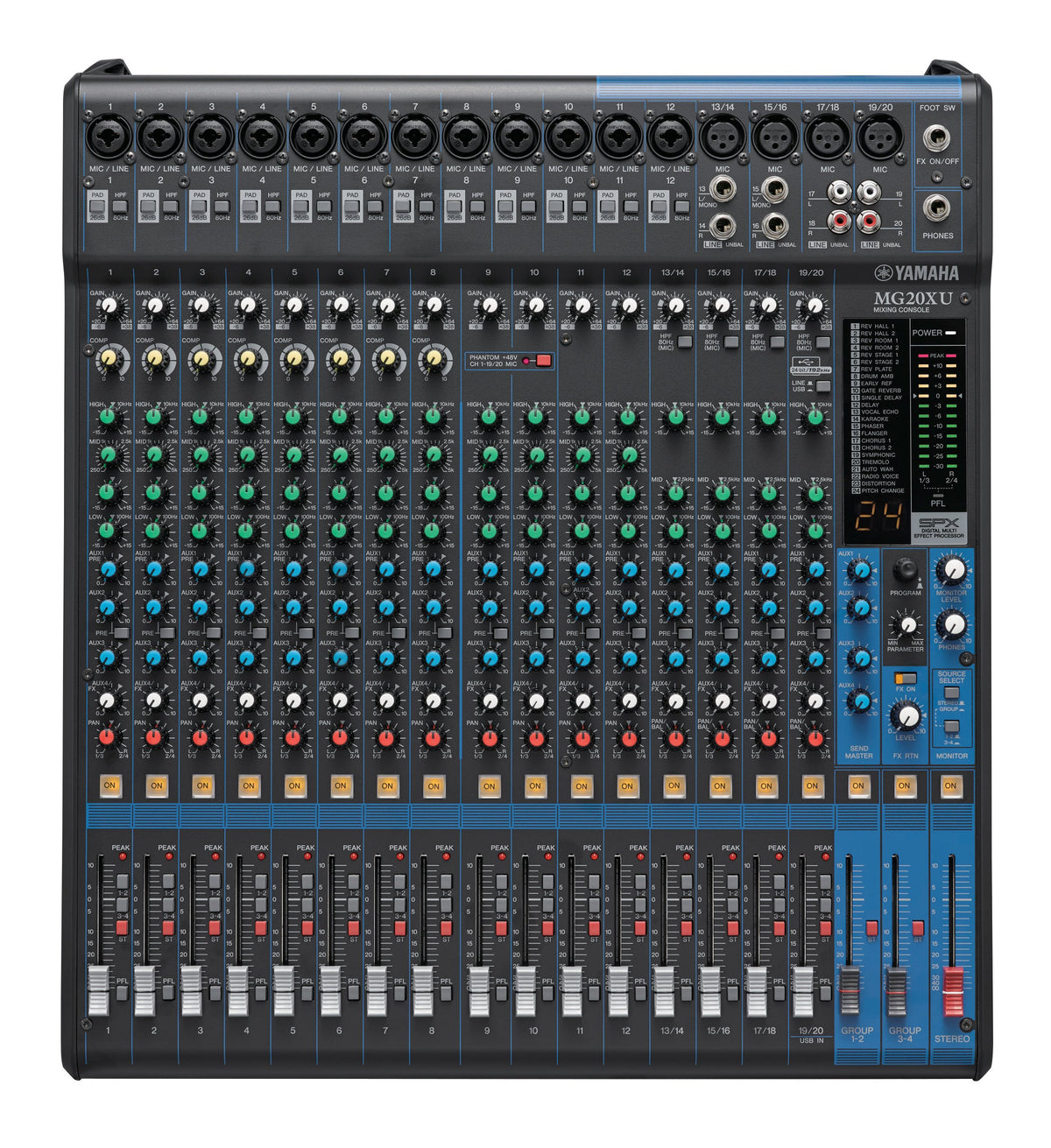 Yamaha Mg20Xu 20 Input 6 Bus Usb Interface Mixer With Effects