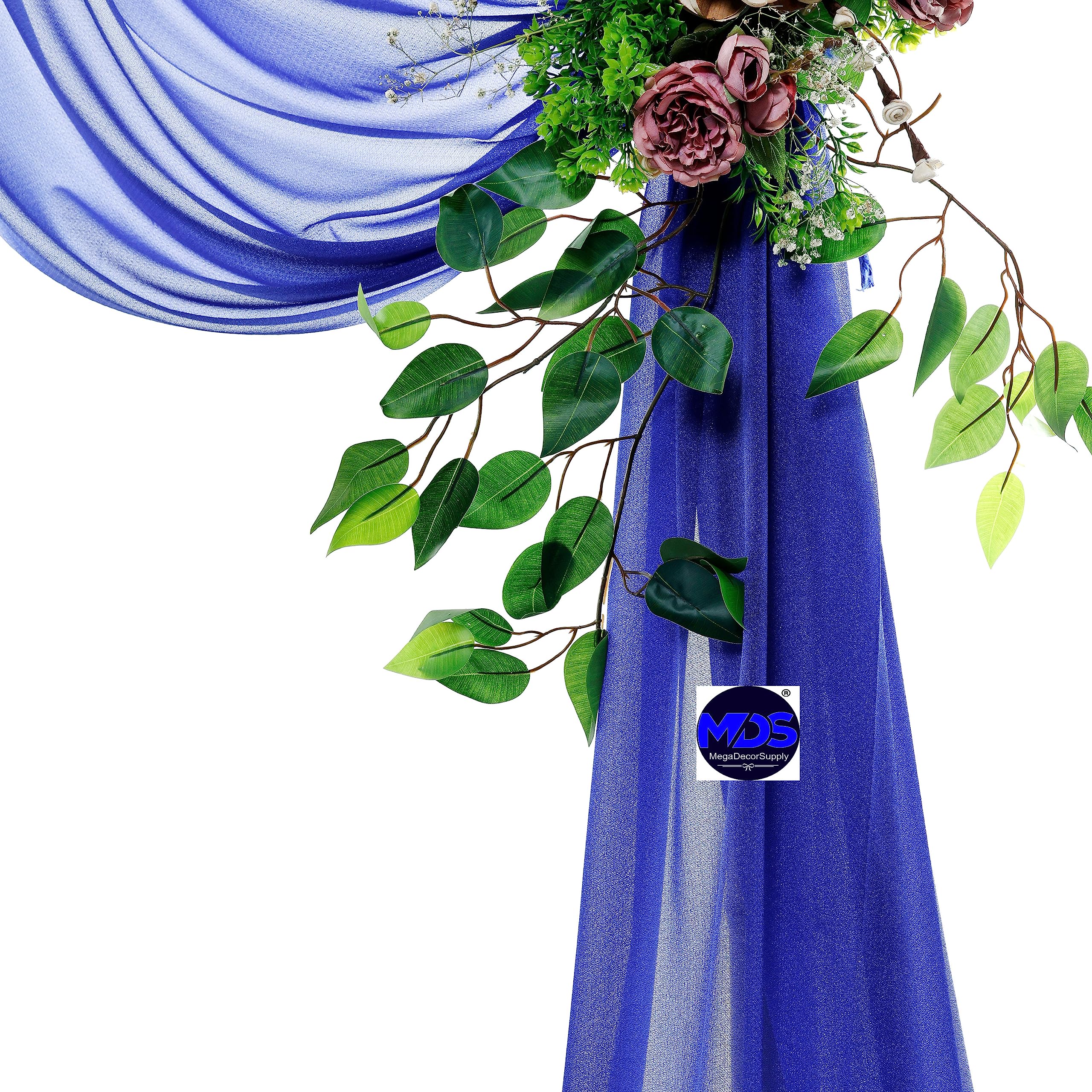 Mds Pack Of 2 Panels (30 Width X 40Ft Long) Wedding Arch Draping Fabric Sheer Chiffon Arbor Canopy Drapery For Wedding Ceremony