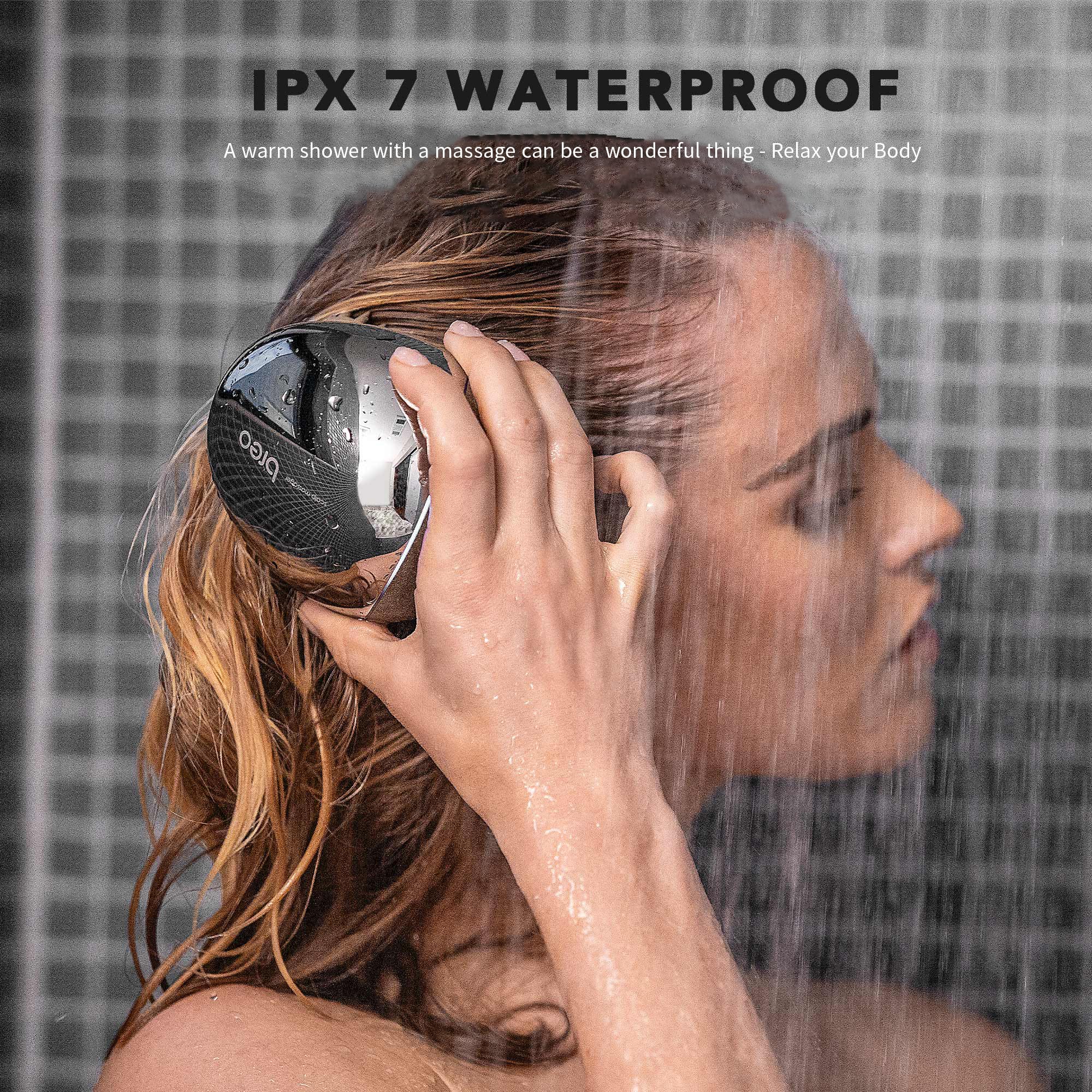 Breo Portable Mini Scalp Massager - Ipx7 Waterproof Rechargeable Head Massager For Scalp Relax, Stress Relief Tool With Bamboo W