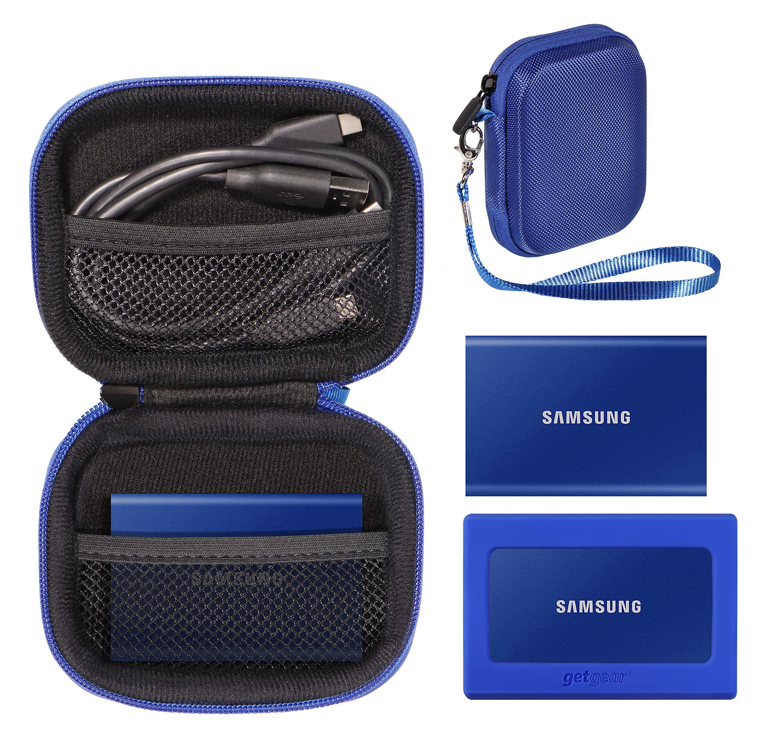 Getgear Handy Case For Samsung T7 Touch Portable Ssd, T5, Card Reader, Usb Hub, Type C Hub, Hd Hub, Mesh Pockets, Wrist Strap