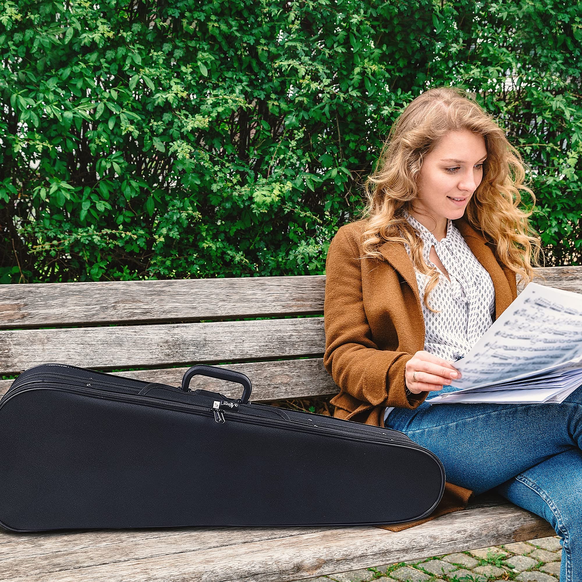 Aileen Csv102 Basic Professional Triangular Lightweight Suspension Carry Violin Hard Case - 4/4 Full Size Black