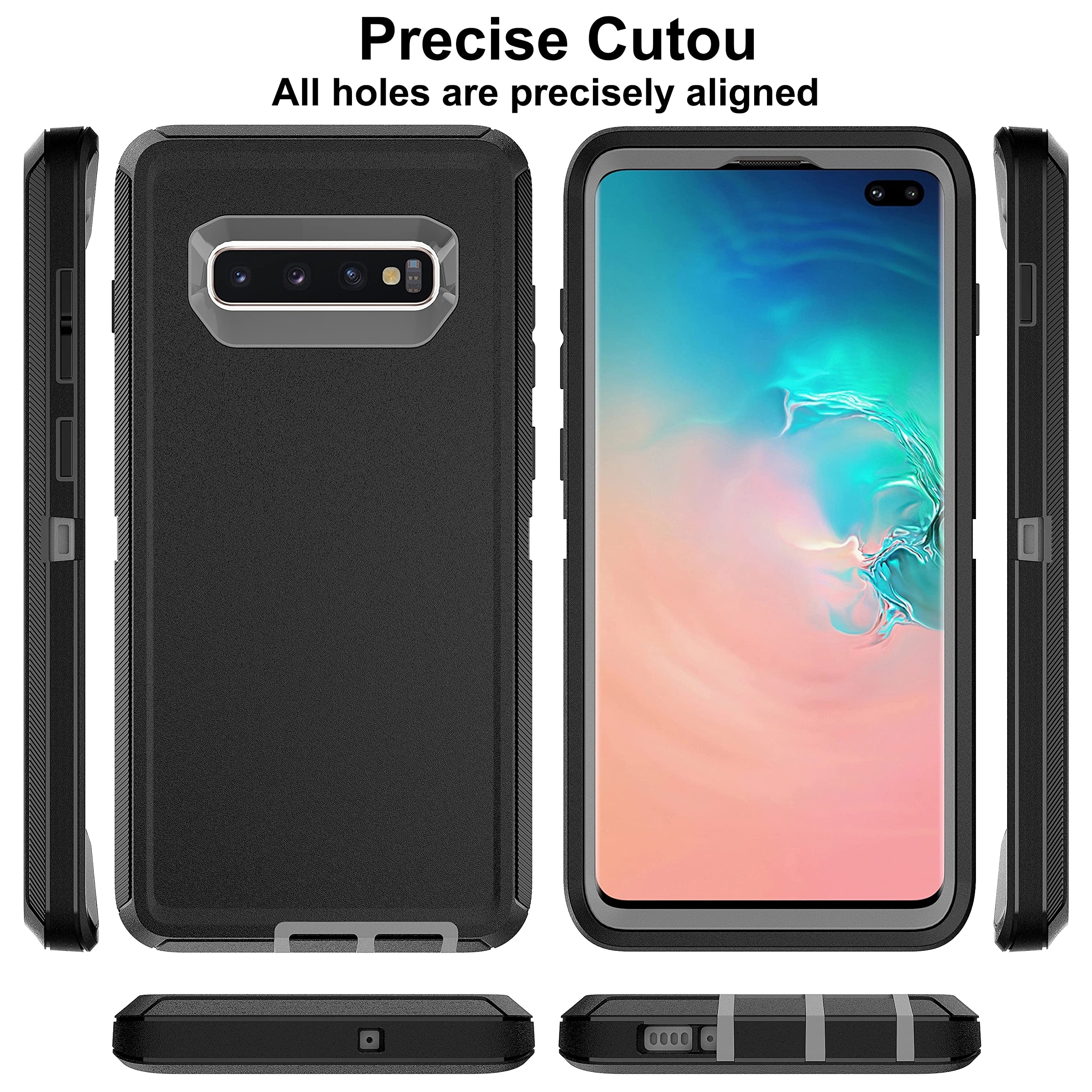 Hong Amy For Galaxy S10 Plus Case, S10 Plus Case With Self Healing Flexible Tpu Screen Protector [2 Pack], 3 In 1 Full Body Shoc