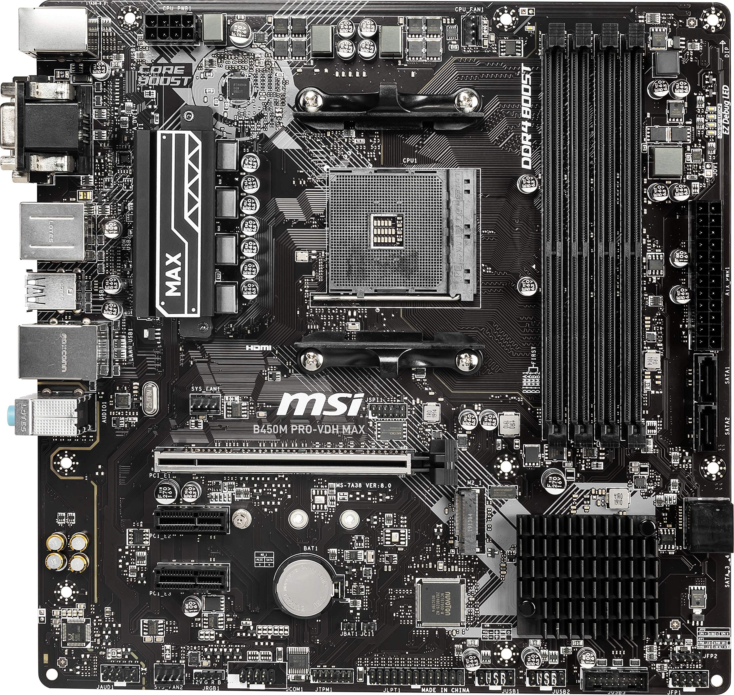 Msi Proseries Amd Ryzen 2Nd And 3Rd Gen Am4 M.2 Usb 3 Ddr4 D Sub Dvi Hdmi Micro Atx Motherboard (B450M Pro Vdh Max)