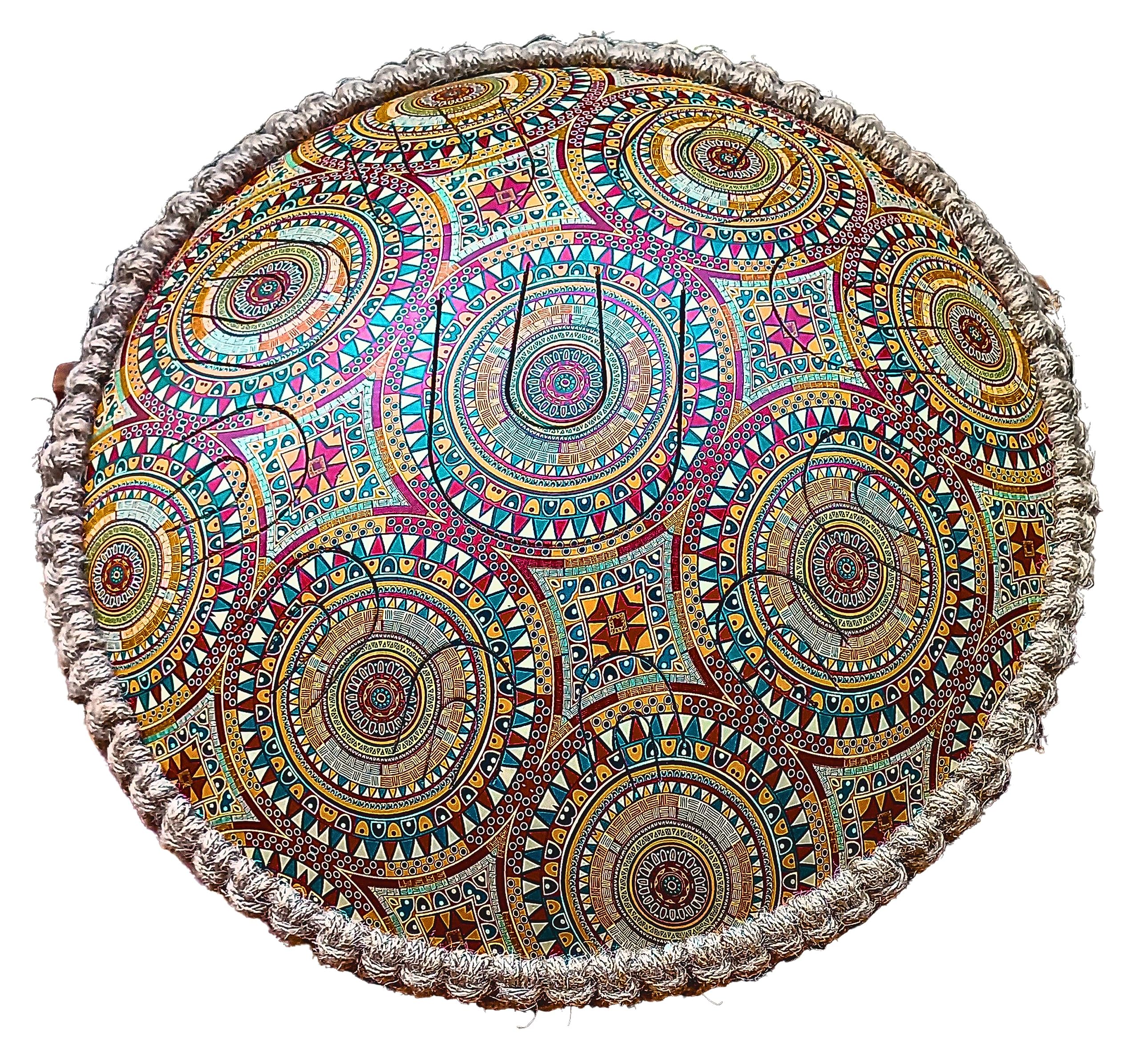 India Meets India Mandala 14 Inch Steel Tongue Drum Handpan Hang Drum 22 Notes Percussion Instrument With Sling Bag