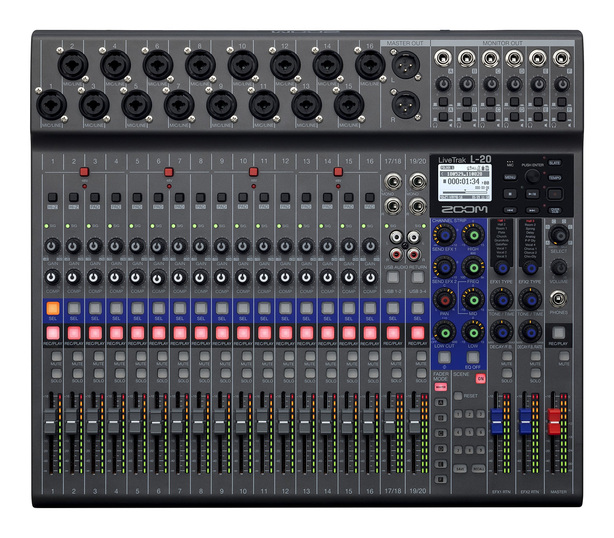 Zoom Livetrak L 20 Digital Mixer & Multitrack Recorder, 20 Input/ 22 Channel Sd Card Recorder, 22 In/4 Out Usb Audio Interface,