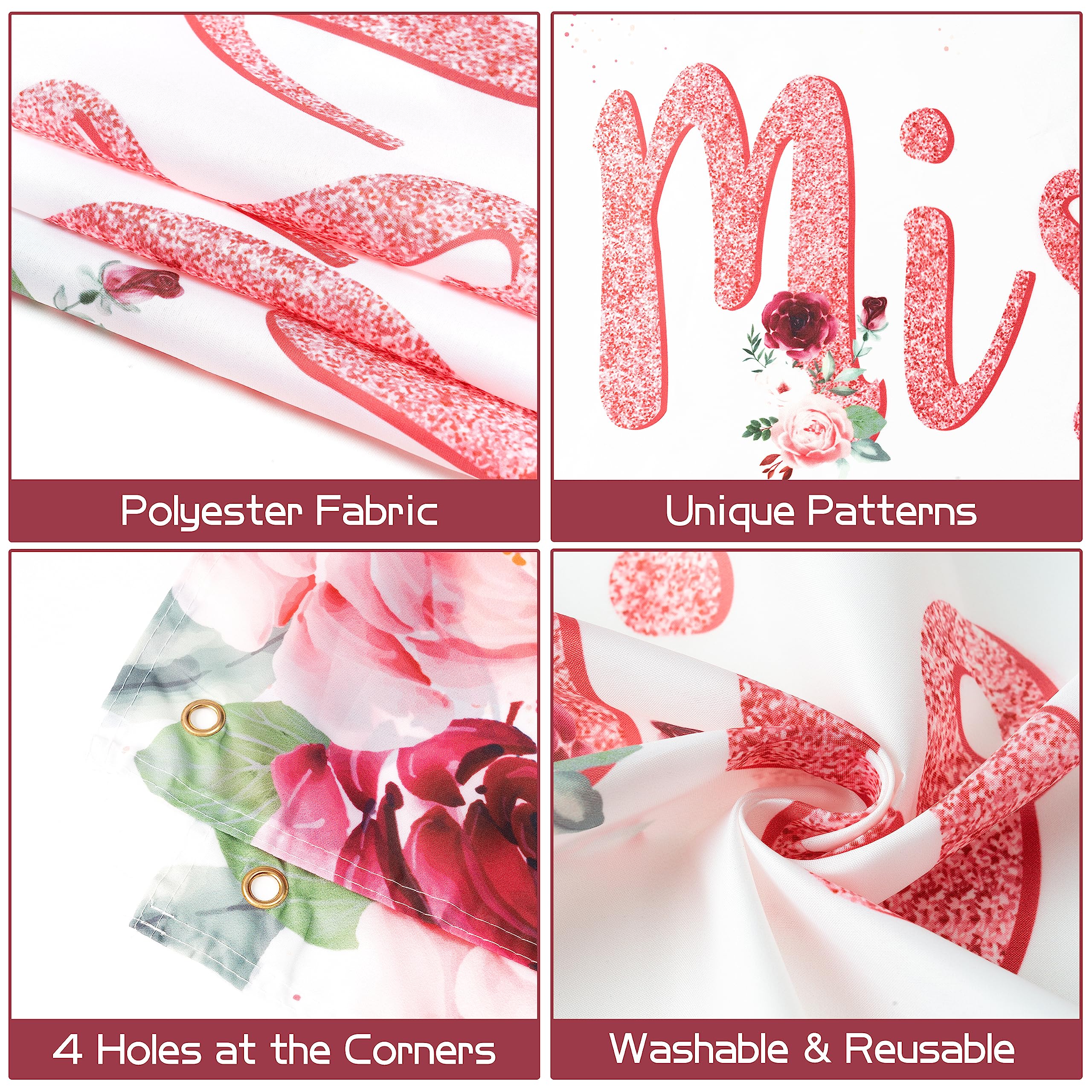 Watinc Xtralarge Miss To Mrs Bridal Shower Backdrop Banner Decorations, Pink Floral Rose Gold Glitters Confetti Decors, Wedding